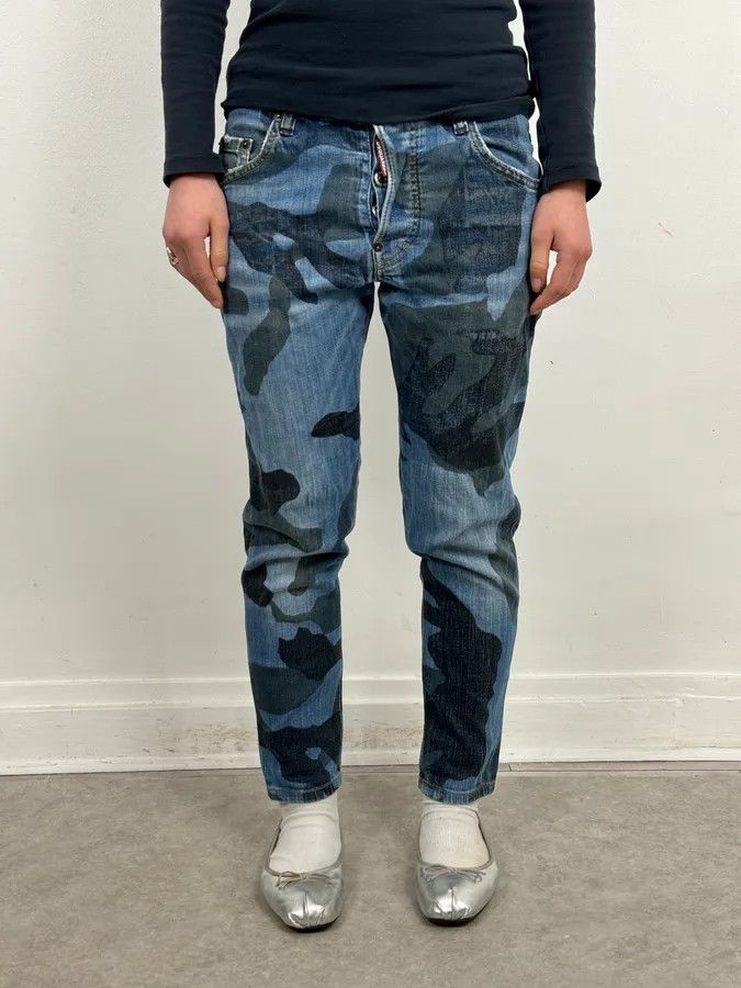 Dsquared2 SS2019 DSquared2 Blue Camo Denim Jeans Size 26" / US 2 / IT 38 - 1 Thumbnail