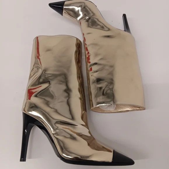 Jimmy Choo Jimmy Choo Cierra Metallic Cap-Toe Stiletto Booties - EU36.5 Size US 6.5 / IT 36.5 - 7 Thumbnail