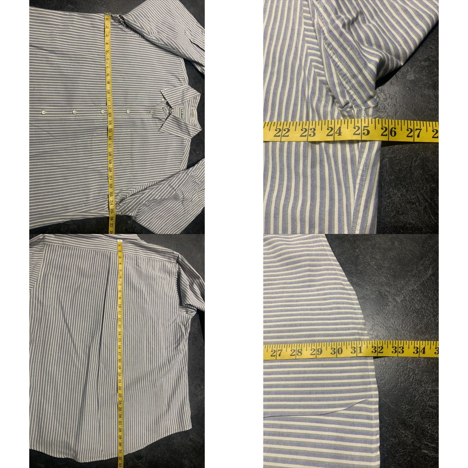 Vintage L.L. Bean Men's Dress Shirt - Blue & White Striped Cotton Button-Up, Classic Fit, Long Sleeve, Wrinkle Resistant, Size 17 Size 46R - 8 Thumbnail