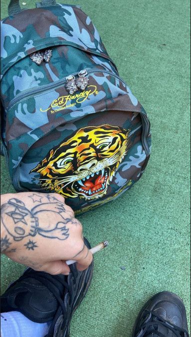 Vintage 2000s Ed hardy shirt top with bling diamanté