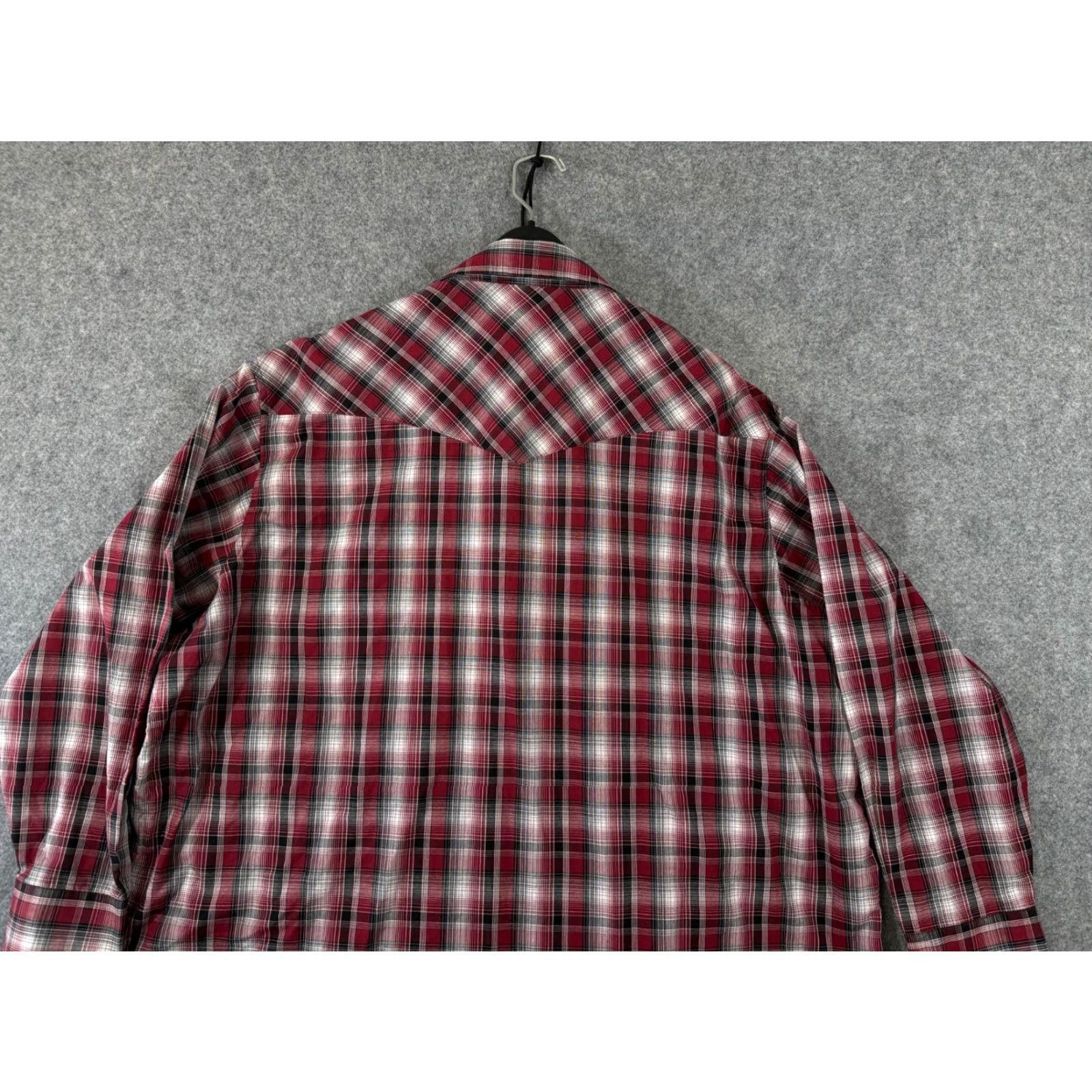 Wrangler VINTAGE Wrangler Western Shirt Mens 2XL Maroon Red Plaid Pearl Snap Cowboy Long Sleeve Pockets Size US XXL / EU 58 / 5 - 7 Thumbnail