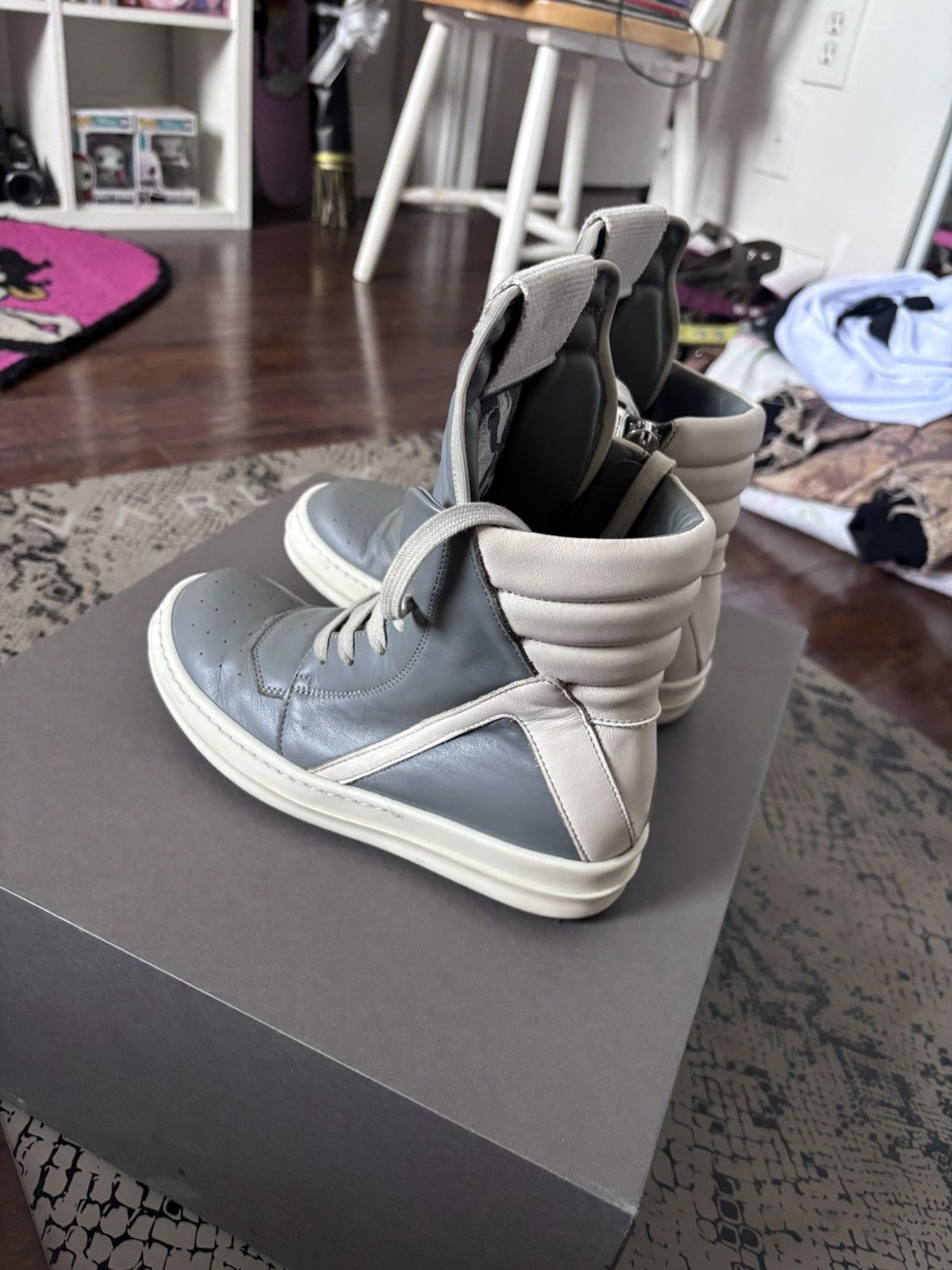 Rick Owens Gray Temple Geobasket Sneakers Size US 5 / EU 37 - 5 Thumbnail