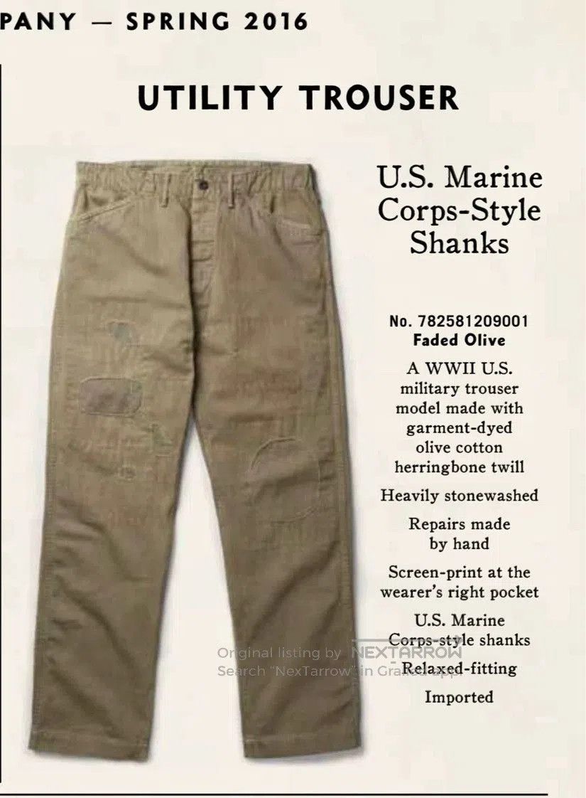RRL Ralph Lauren vintage olive military utility trousers. Size US 34 / EU 50 - 1 Thumbnail