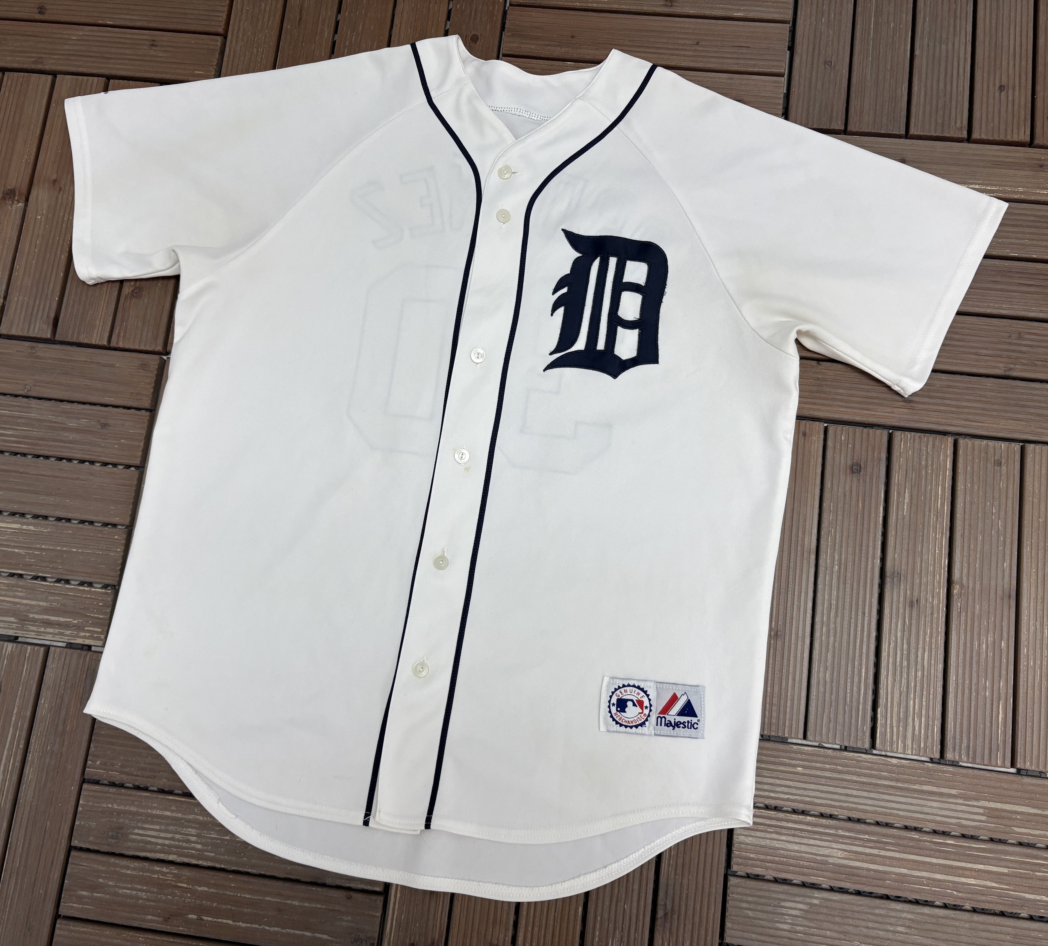 Majestic Detroit Tigers Magglio Ordóñez Vintage White Baseball Jersey Size US XL / EU 56 / 4 - 3 Thumbnail