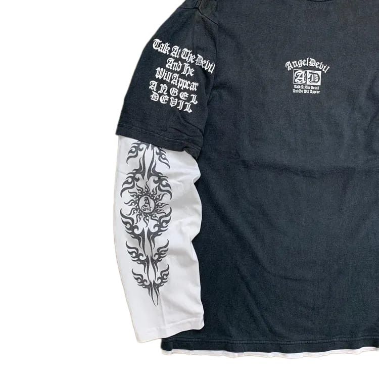 Japanese Brand Y2K Angel Devil Dragon Double Layerd Tee Size US L / EU 52-54 / 3 - 4 Thumbnail