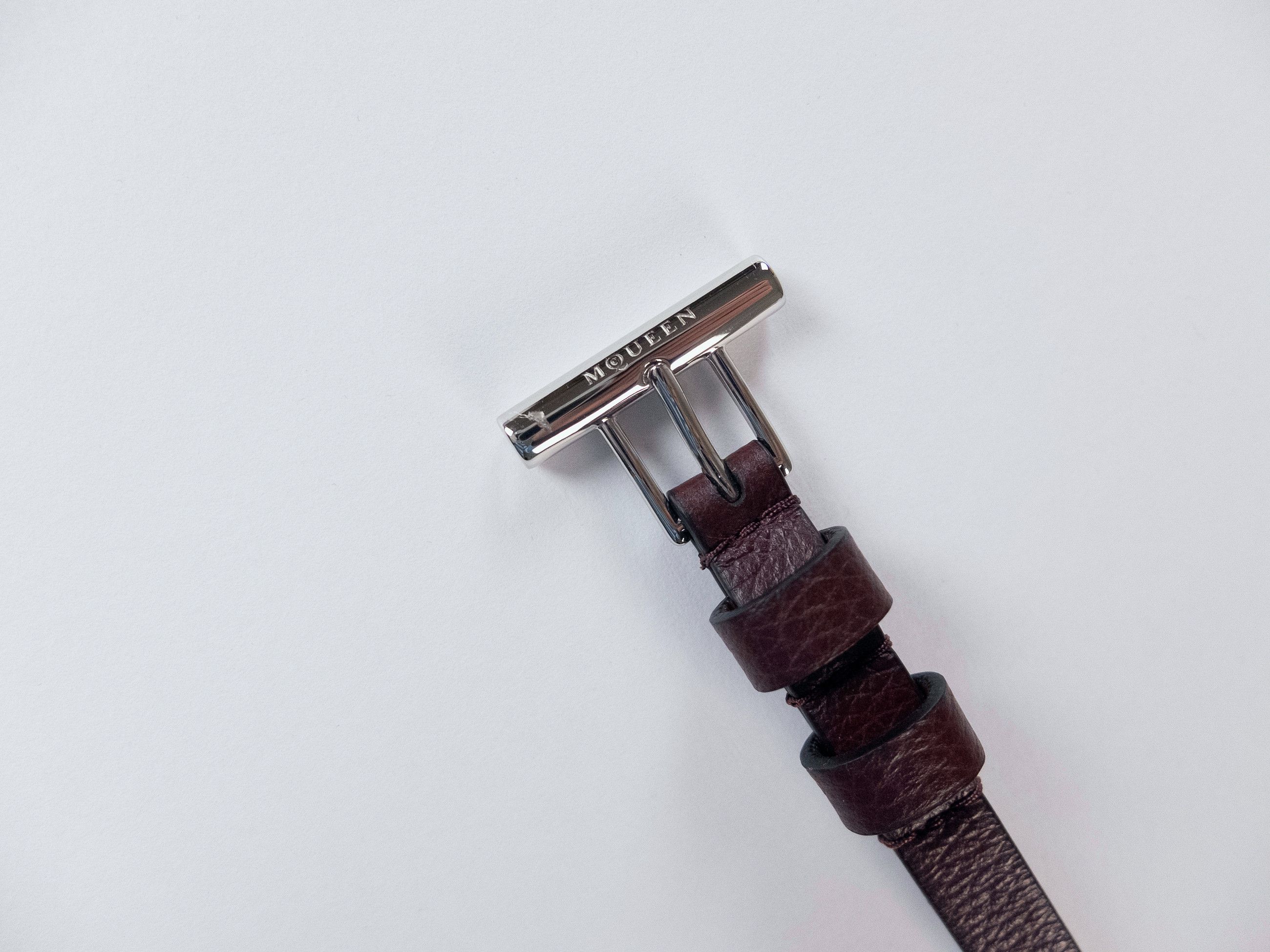 Alexander McQueen ALEXANDER MCQUEEN burgundy T-bar double wrap bracelet Size ONE SIZE - 9 Thumbnail