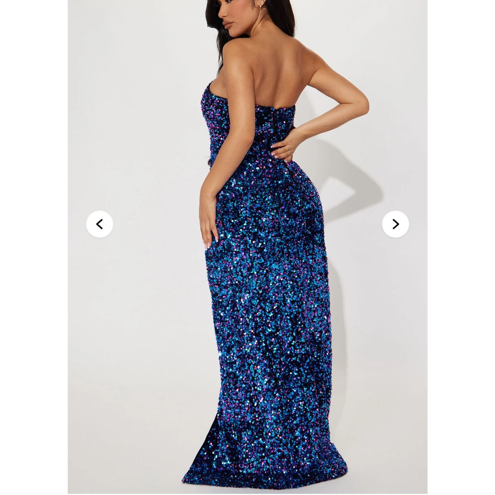 Other Fashion Nova Bright Blue Strapless Sequin Maxi Dress Gown XS Size XS / US 0-2 / IT 36-38 - 3 Thumbnail