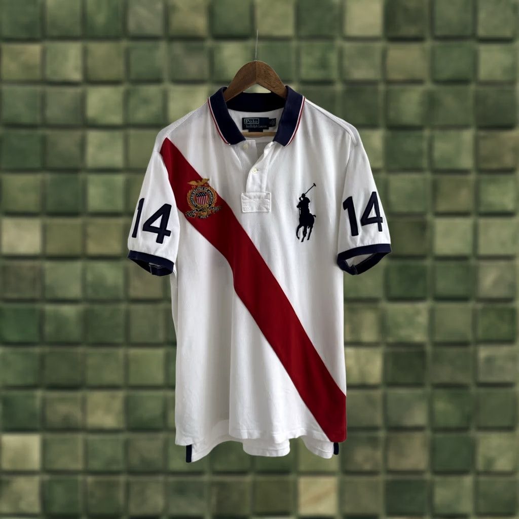 Polo Ralph Lauren VINTAGE Polo Ralph Lauren USA #14 White Y2K Polo T Shirt Mens XL Size US XL / EU 56 / 4 - 1 Thumbnail
