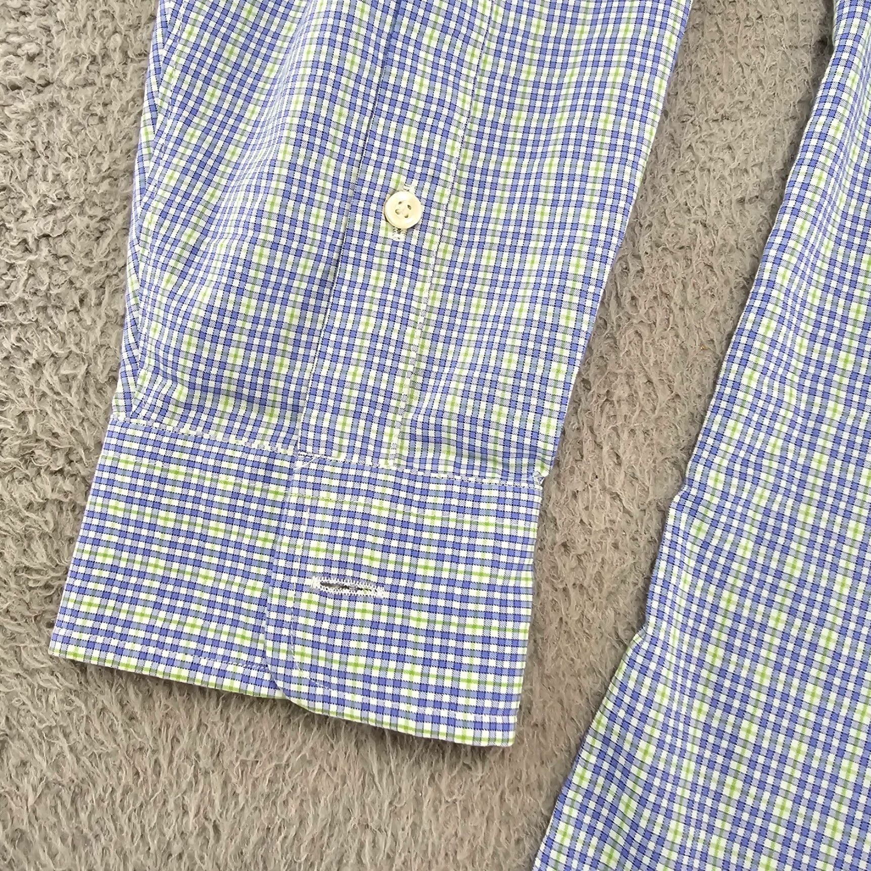 Vintage Kirkland Signature Dress Shirt Mens L Blue 15.5 33 Check Tailored Fit Size 42R - 4 Thumbnail