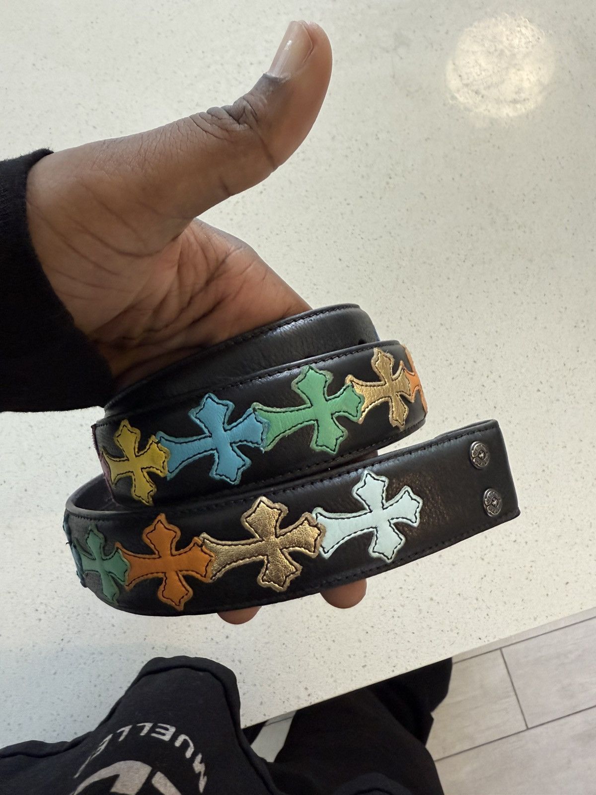 Chrome Hearts Multicolor Rainbow Cross Strap Size 38 - 2 Thumbnail