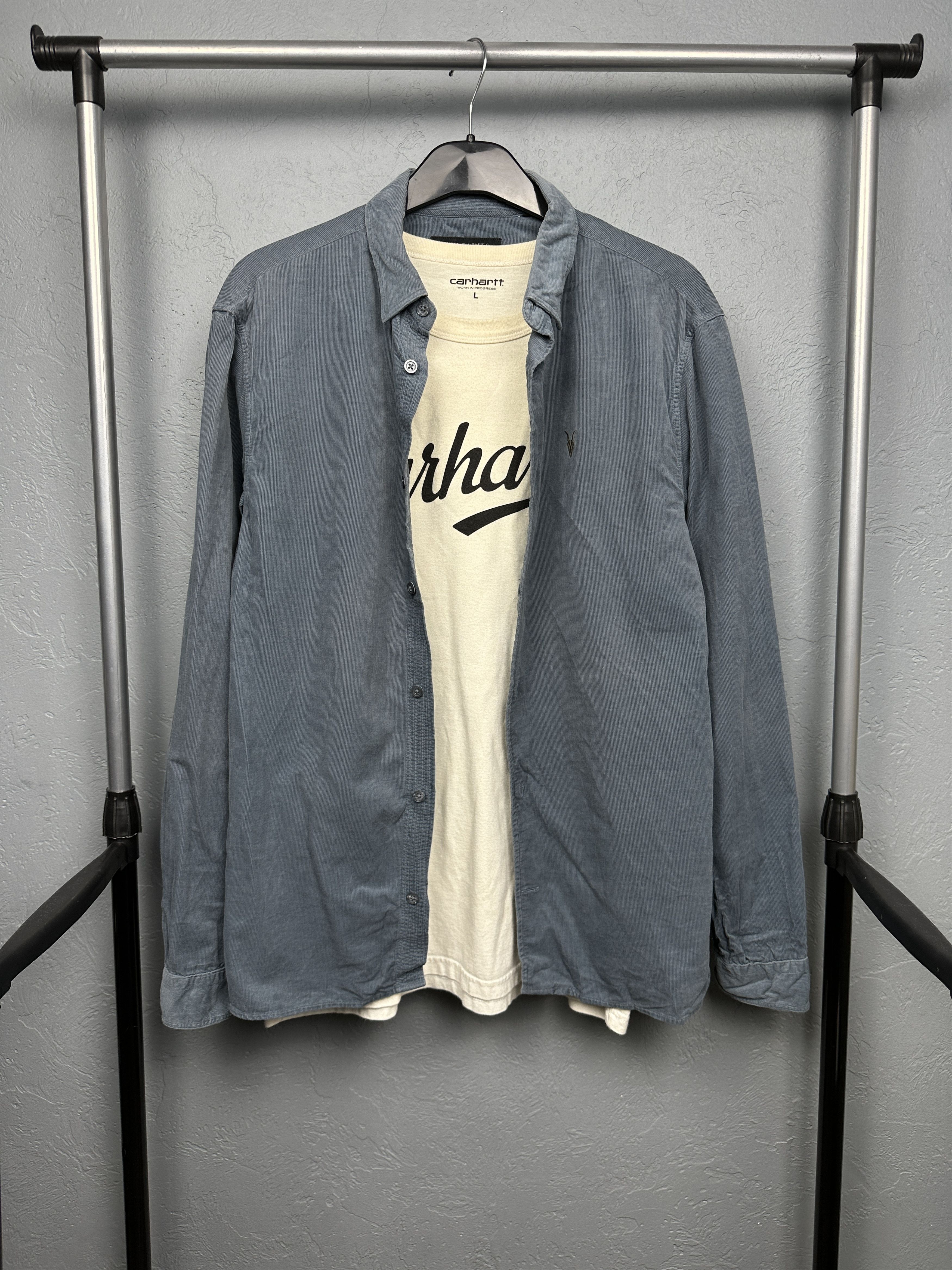 Allsaints × Flannel Allsaints Mens Birchwood Corduroy Flannel Shirt Size US M / EU 48-50 / 2 - 1 Thumbnail