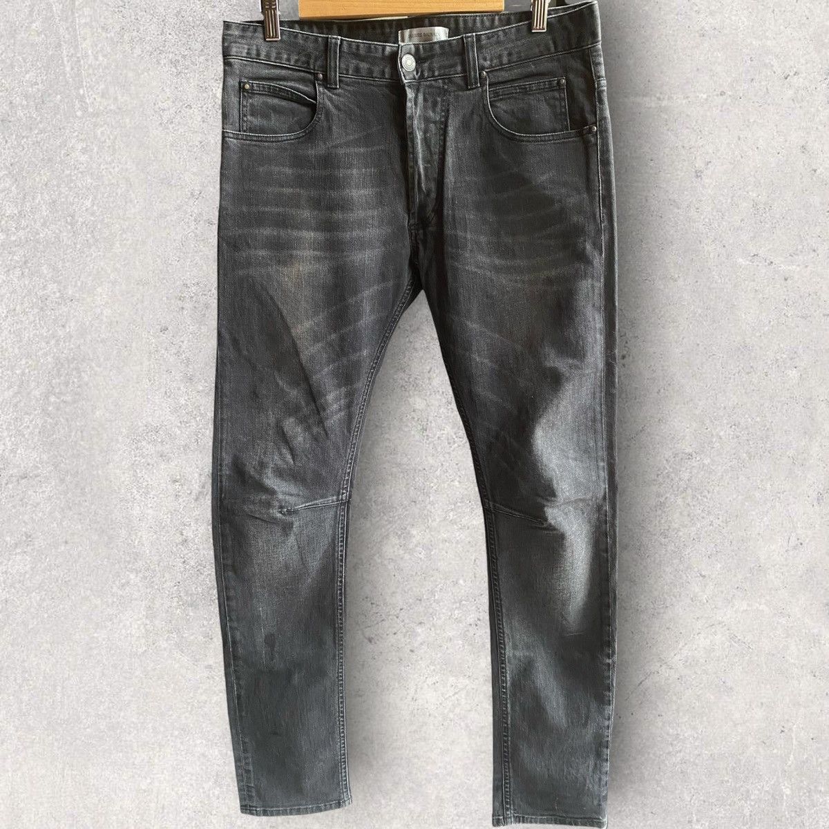 Balmain Balmain Charcoal Grey Knees Dart Biker Jeans Size US 34 / EU 50 - 1 Thumbnail