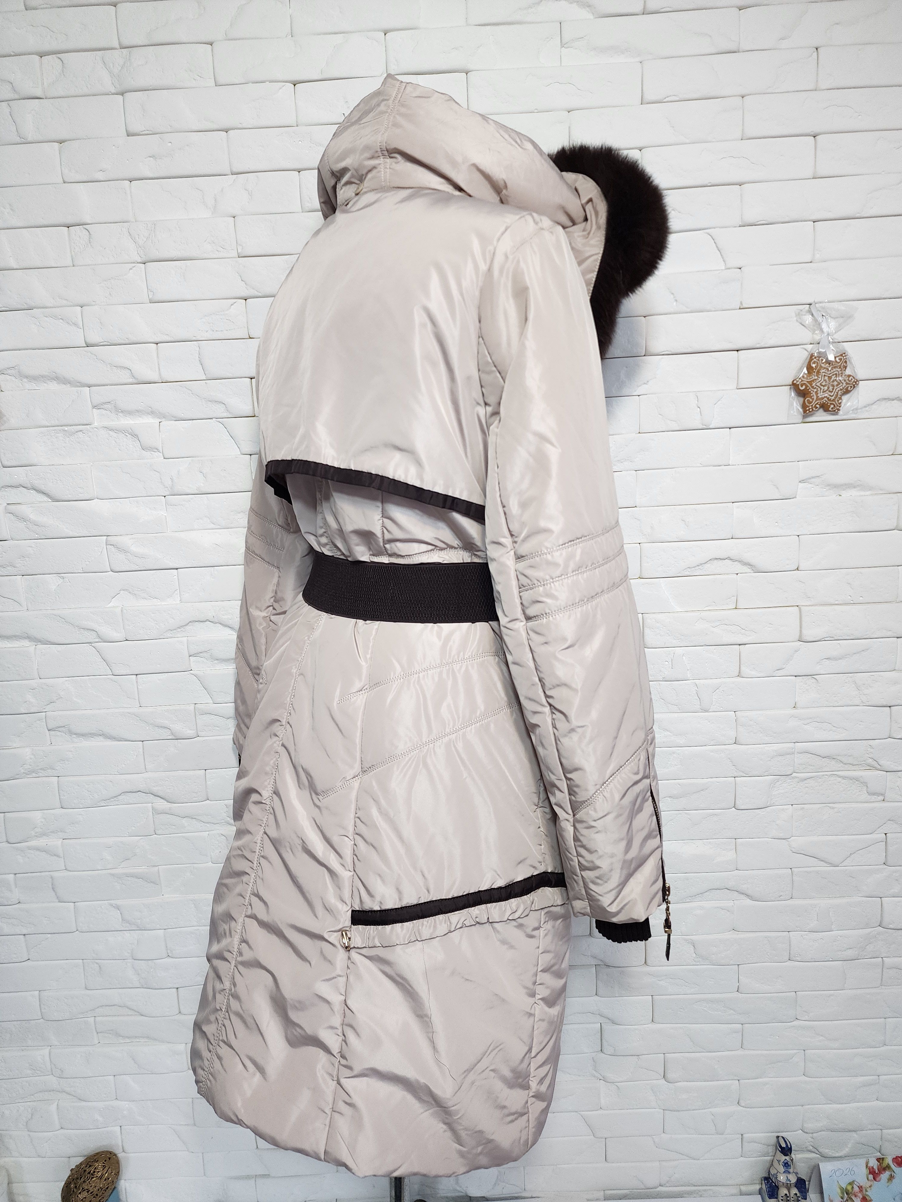 Uniqlo Beige Warm Women's Coat: Hooded Fur Trim Winter Jacket Size XL / US 12-14 / IT 48-50 - 5 Thumbnail