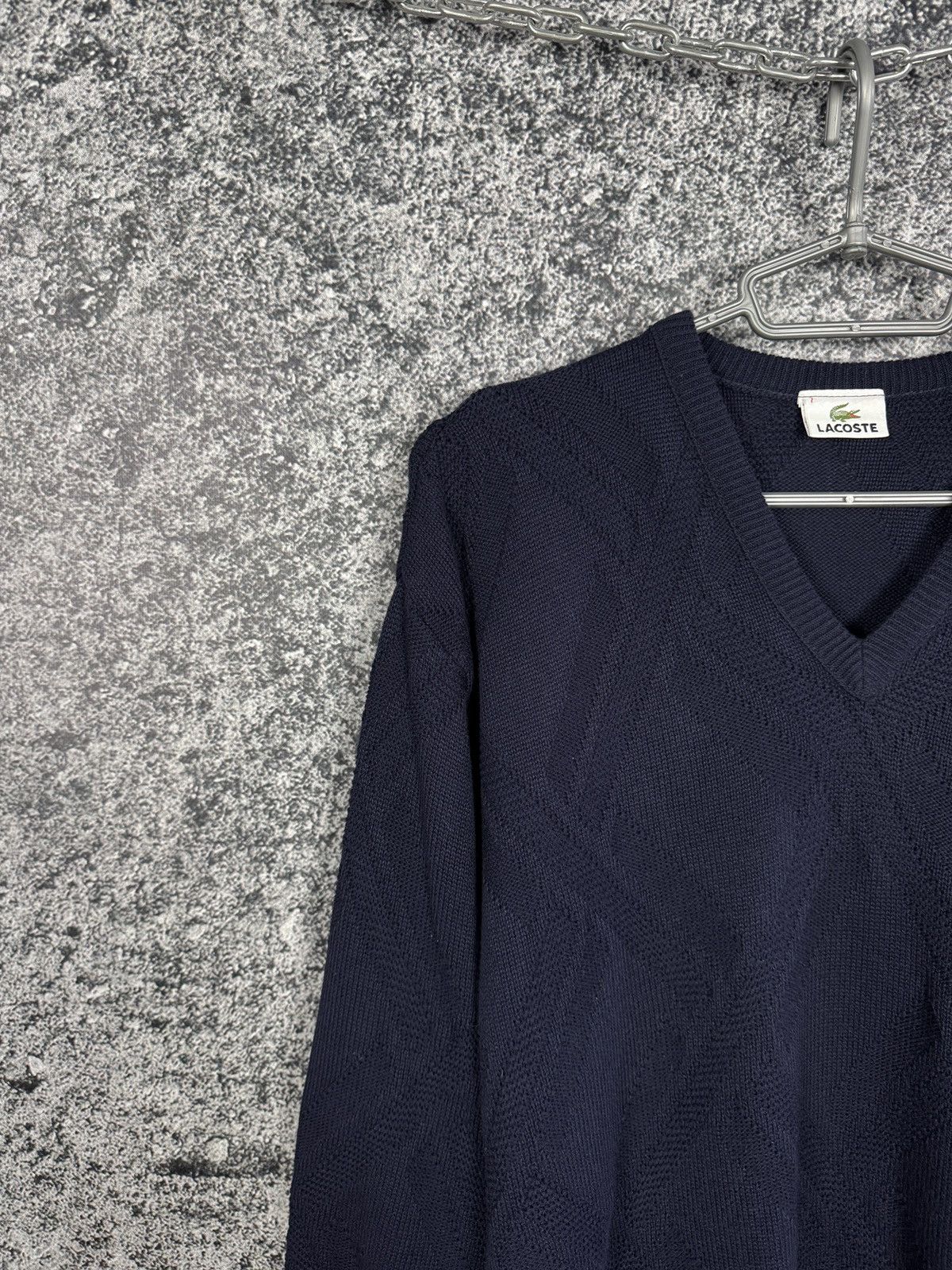Lacoste Lacoste Vintage V-Neck Knit Sweater Pullover Blue Size 7 Size US XL / EU 56 / 4 - 3 Thumbnail