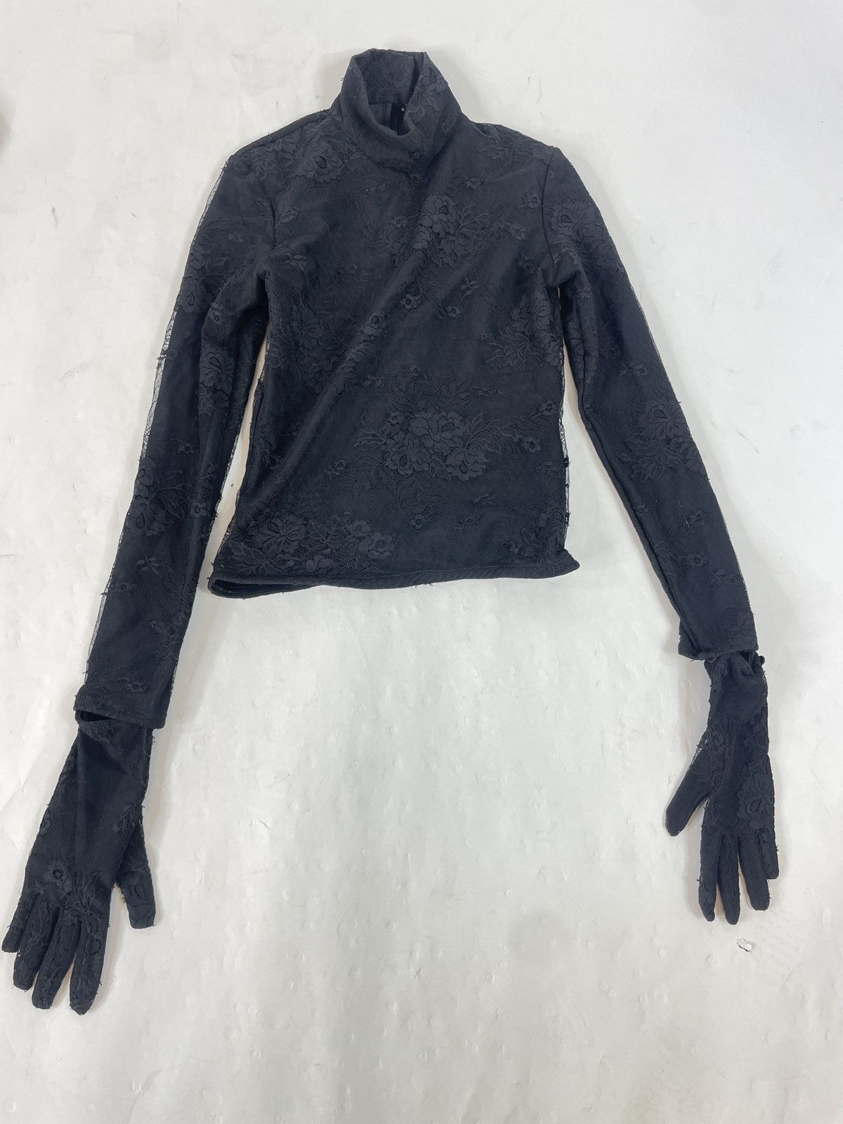 Balenciaga floral lace high-neck gloved top Size XS / US 0-2 / IT 36-38 - 1 Thumbnail