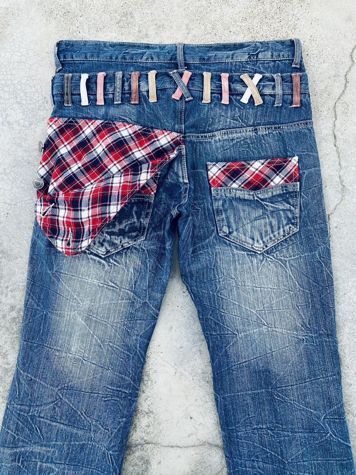Vintage Vintage Roddle Double Waist Flared Distressed Denim Size US 35 - 5 Thumbnail