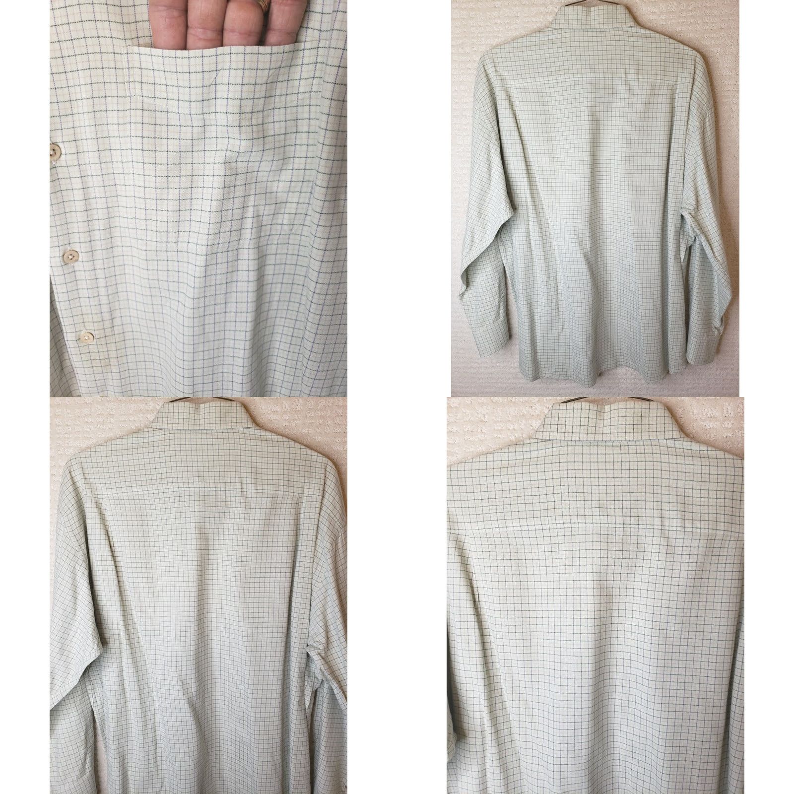 Vintage Bullock & Jones Men's L Green Check Long Sleeve Button-Up Shirt NICE SOFT FEEL Size US L / EU 52-54 / 3 - 8 Thumbnail