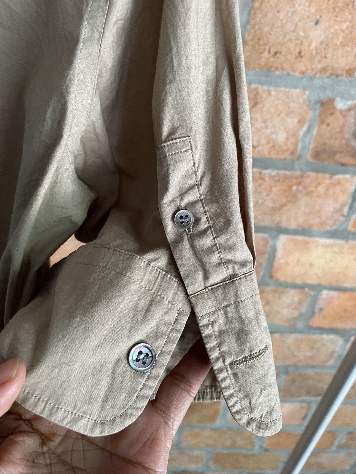 Zucca Zucca Brown Puff Sleeve Button-Front Shirt with Ruched Hem Size M / US 6-8 / IT 42-44 - 12 Thumbnail