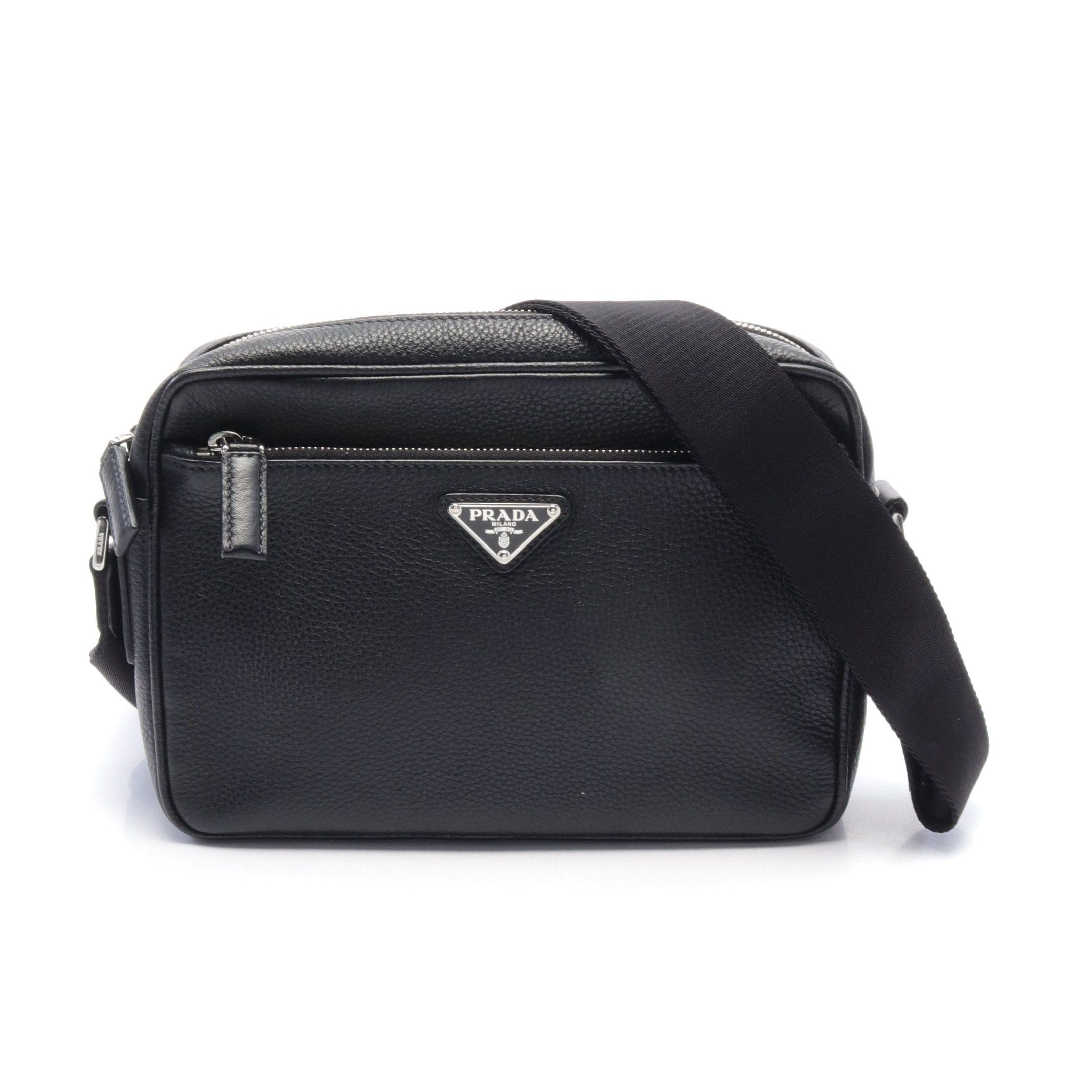image of Prada Vitello City Shoulder Bag Leather Black, Women's