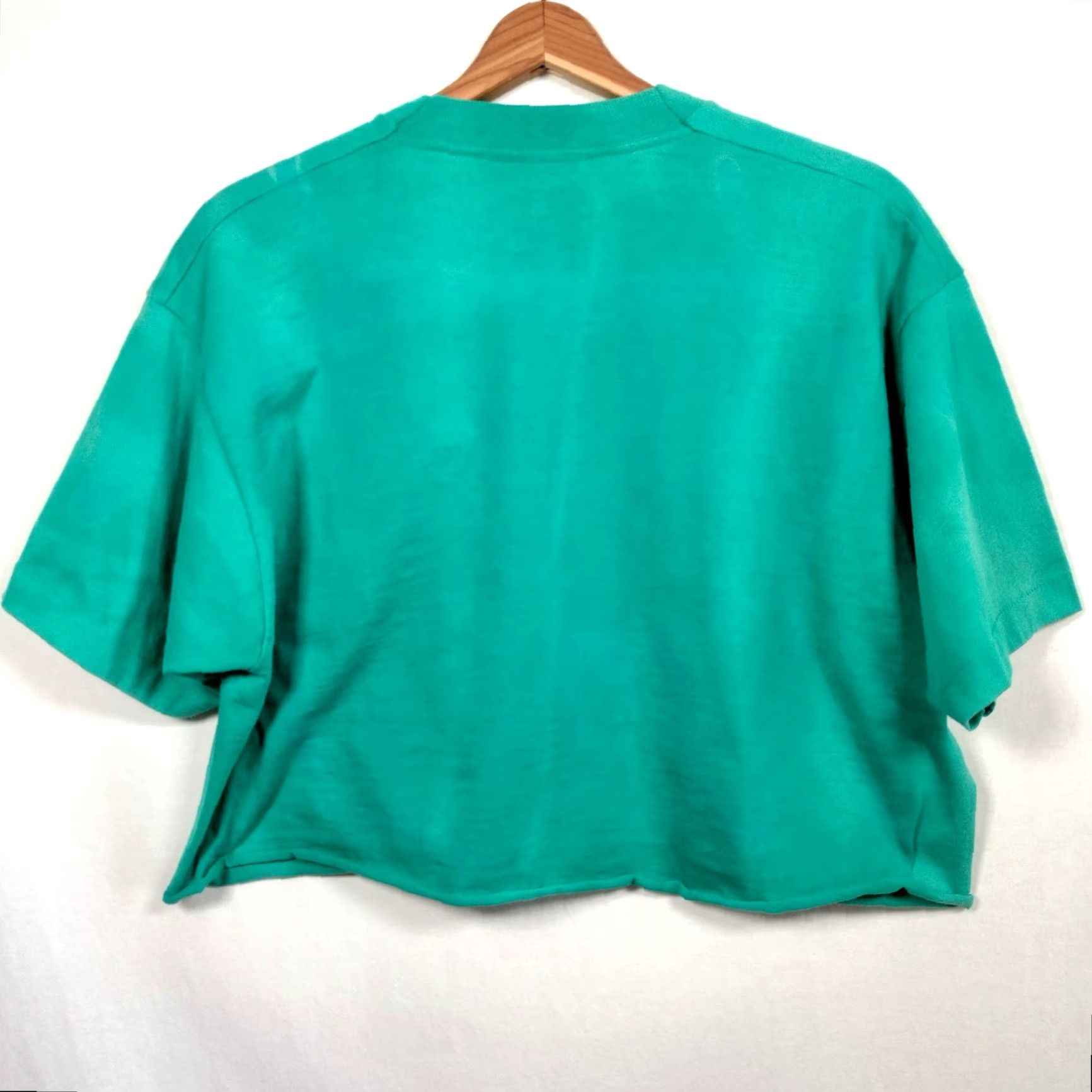 Vintage VINTAGE Screen Stars Best Crop Top Shirt XL Turquoise Bleach Dye Dancer Casual Crew Neck Short Sleeve Women Size XL / US 12-14 / IT 48-50 - 2 Thumbnail