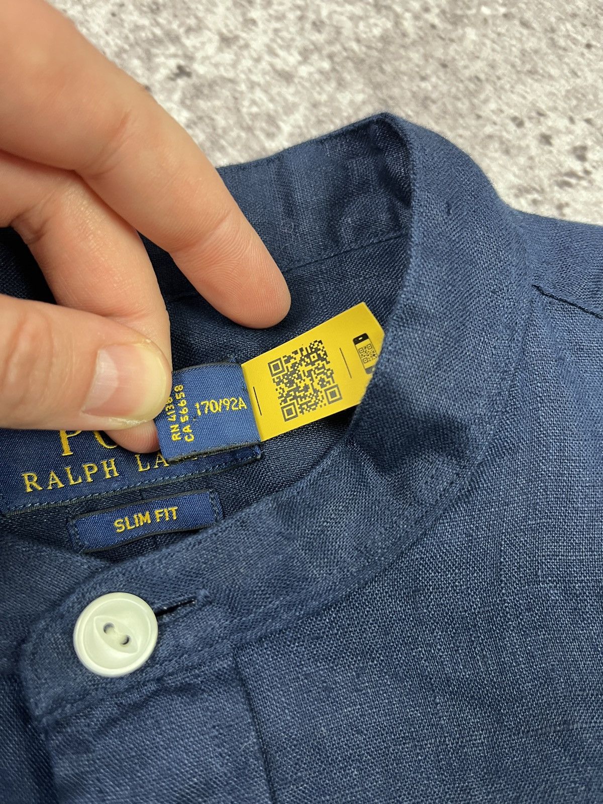 Polo Ralph Lauren Ralph Lauren Linen Shirt Navy Blue Band Collar Slim Fit S Size US S / EU 44-46 / 1 - 6 Thumbnail