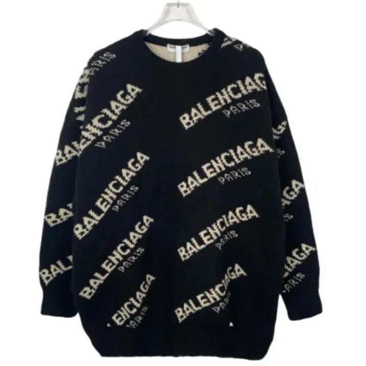 Balenciaga Balenciaga Logo Knitted Sweater in Black Size US S / EU 44-46 / 1 - 1 Thumbnail
