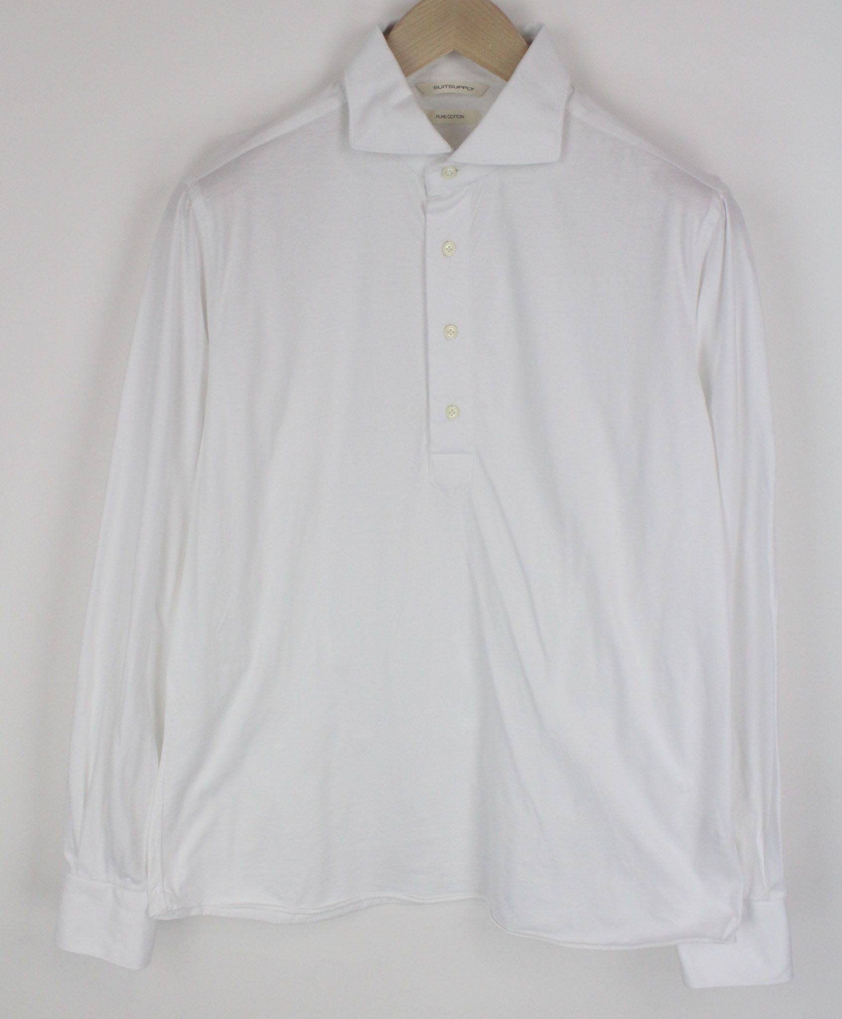 Suitsupply 42/16 1/2 Extra Slim White Cotton Polo 72370 Size 42R - 1 Thumbnail