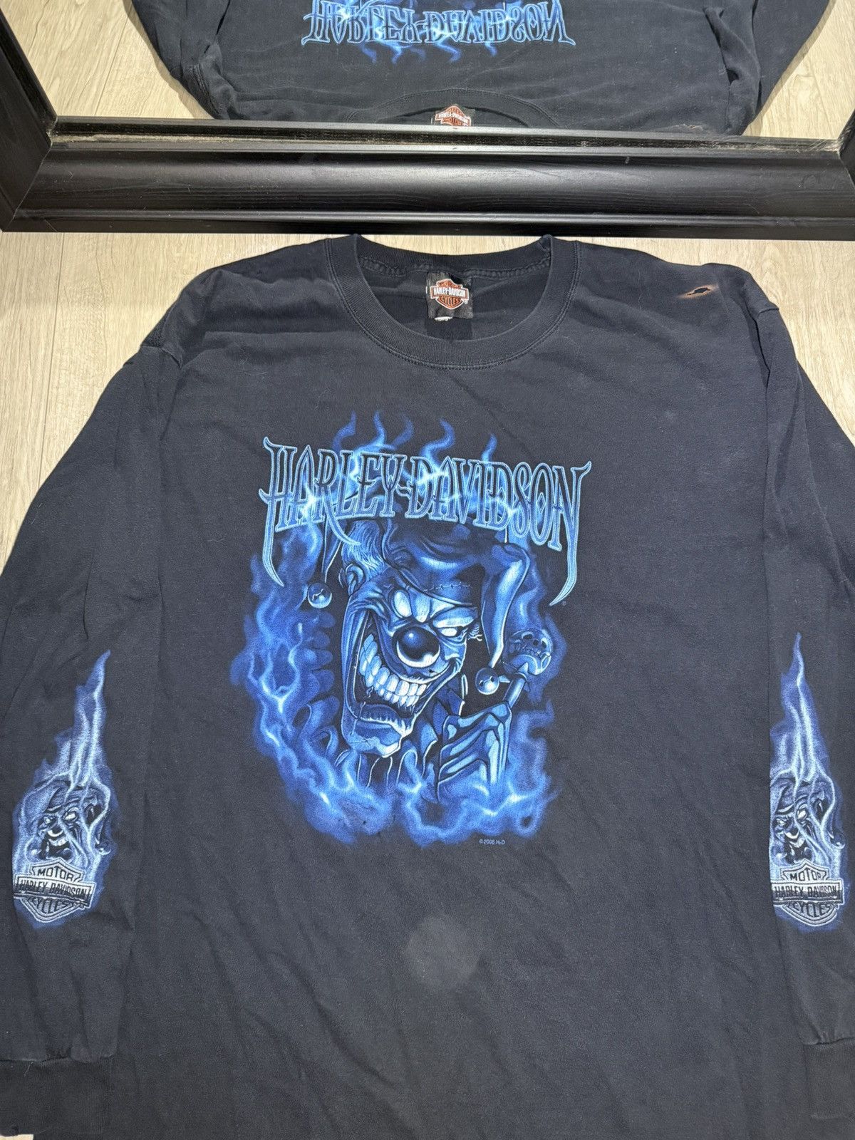 Harley Davidson × Vintage Vintage / Y2K Rare Harley Davidson Clown With Flames Long Size US XXL / EU 58 / 5 - 4 Thumbnail