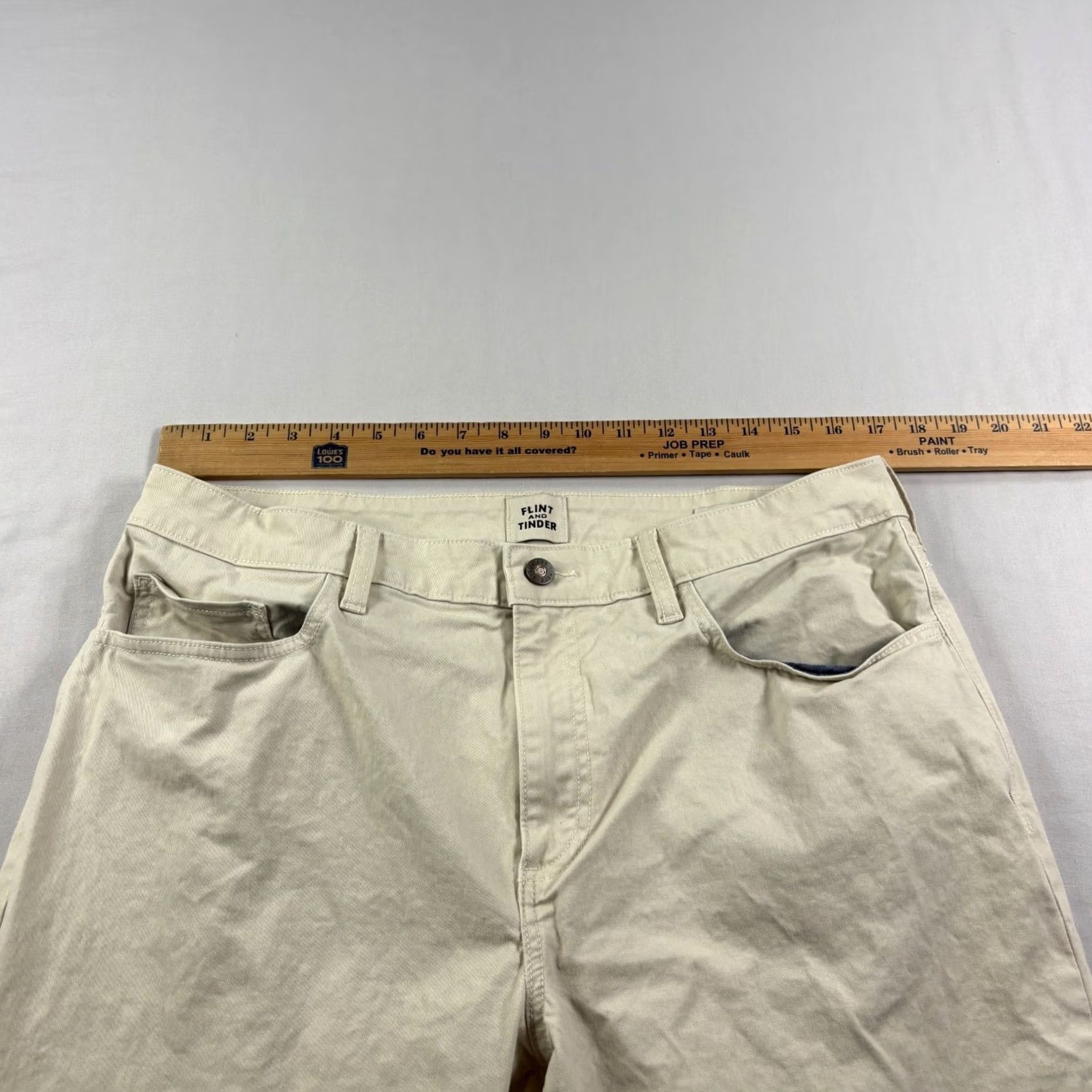 Flint And Tinder Flint and Tinder Pants Mens 34x30 Beige Chino 365 Soft Stretch Huckberry Pants Casual Cotton Flat Front Athletic Regular Inseam 30" Tapered Size US 34 / EU 50 - 6 Thumbnail