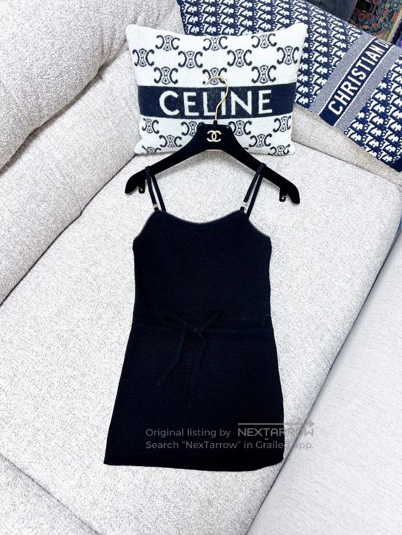Chanel Chanel 24A black waffle bow belt suspender Size XS / US 0-2 / IT 36-38 - 2 Thumbnail