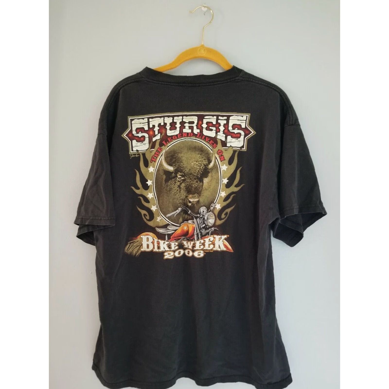 Delta VINTAGE Retro Mens Sturgis Bike Week 2006 T-Shirt 66th Annual Sturgis SD Motorcycle XL FADED BLACK Sturgis Mens T-SHIRT 2006 Motorcycle Graphics Size US XL / EU 56 / 4 - 5 Thumbnail
