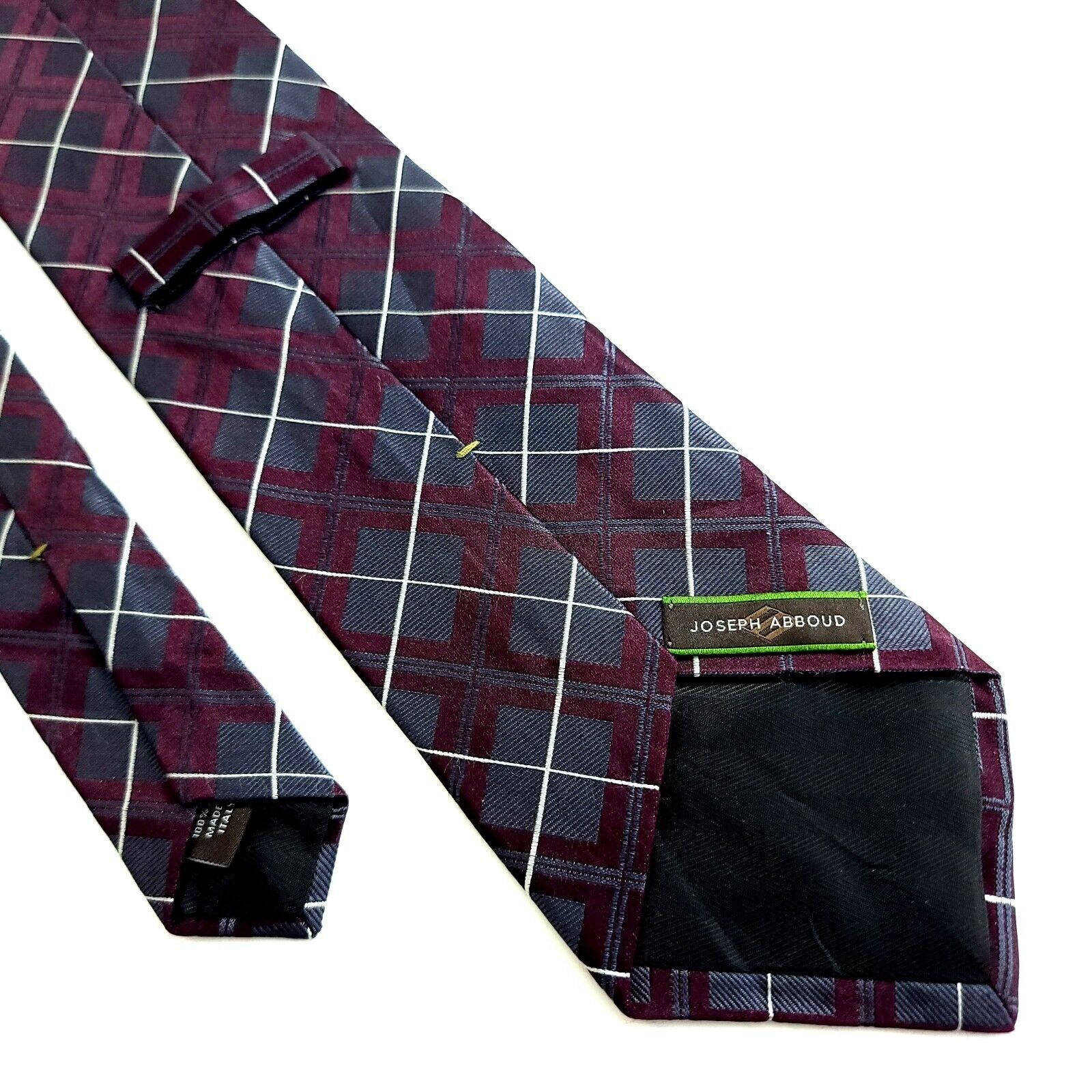 Joseph Abboud Joseph Abboud Red Gray Plaid Woven Silk Tie Size ONE SIZE - 5 Thumbnail