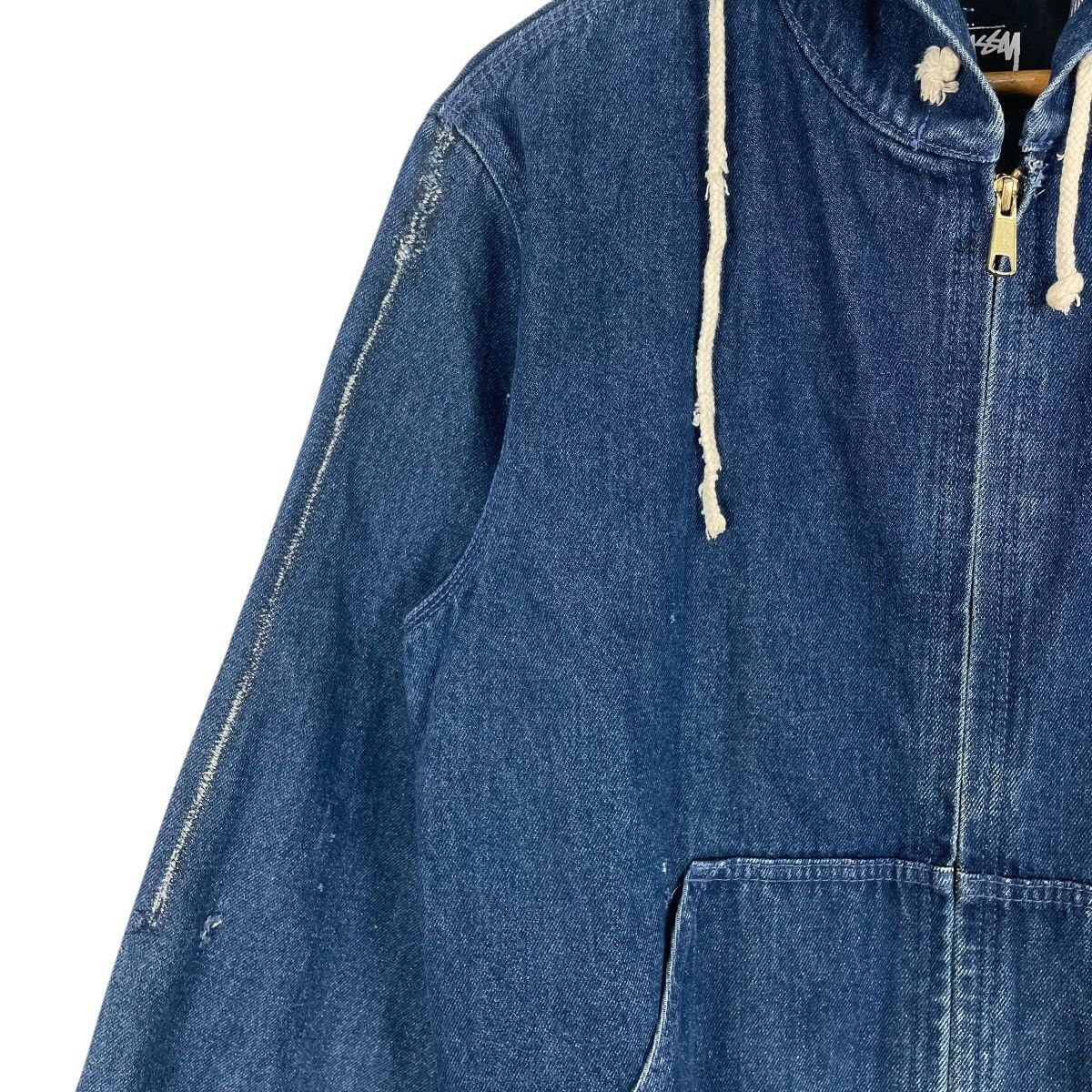 Stussy Vintage Stussy Hooded Distressed Style Denim Jacket Size US M / EU 48-50 / 2 - 8 Thumbnail