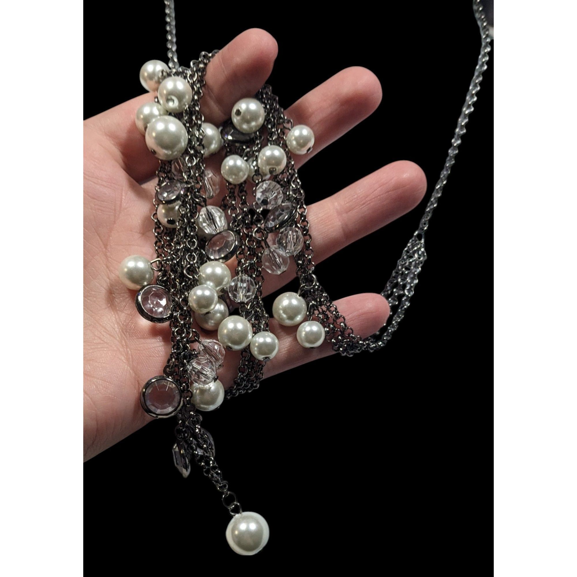 Other Glam Goth Faux Pearl And Gem Accent Multilayer Necklace Size ONE SIZE - 6 Thumbnail