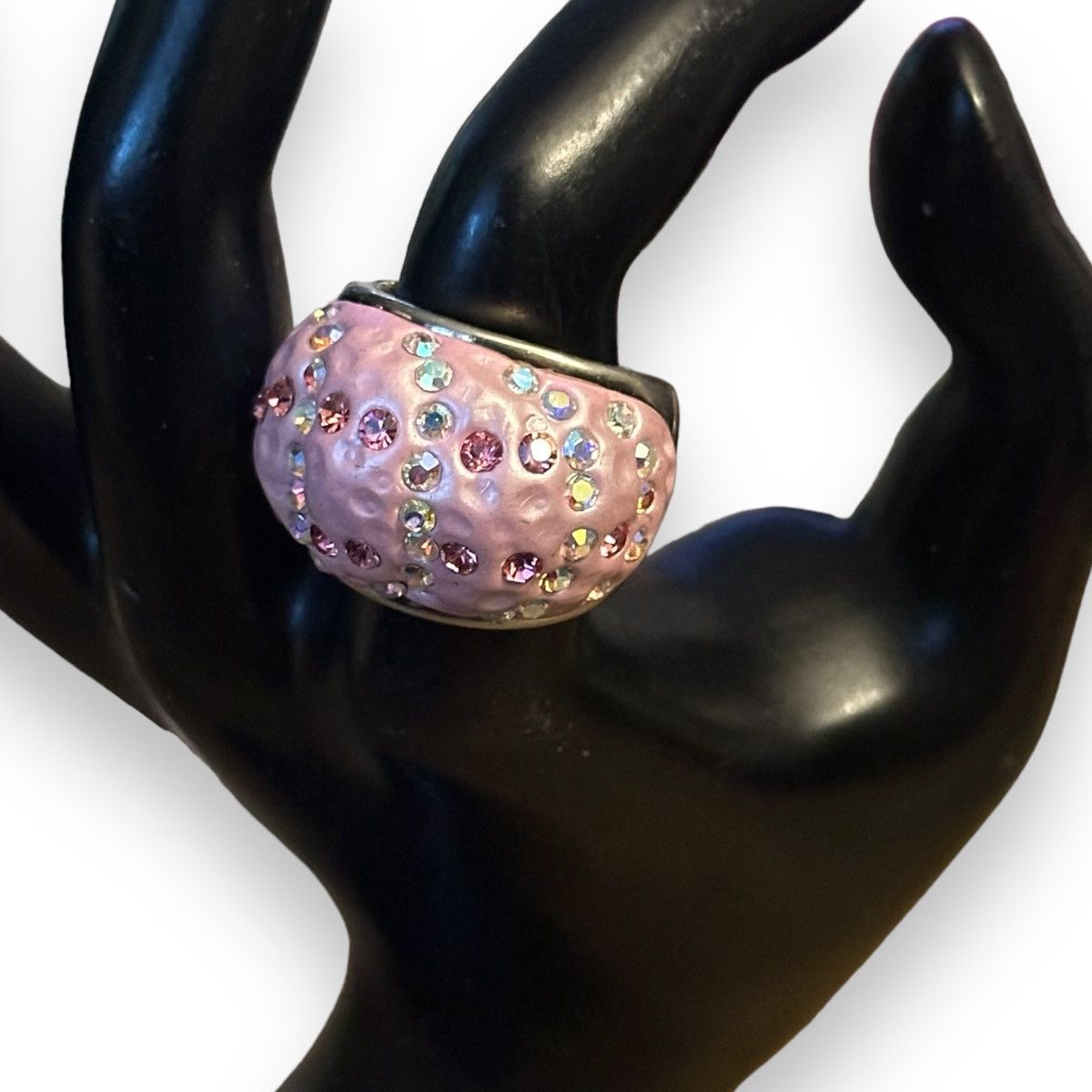 Other Frosted pink rhinestone stretch ring Size ONE SIZE - 2 Thumbnail