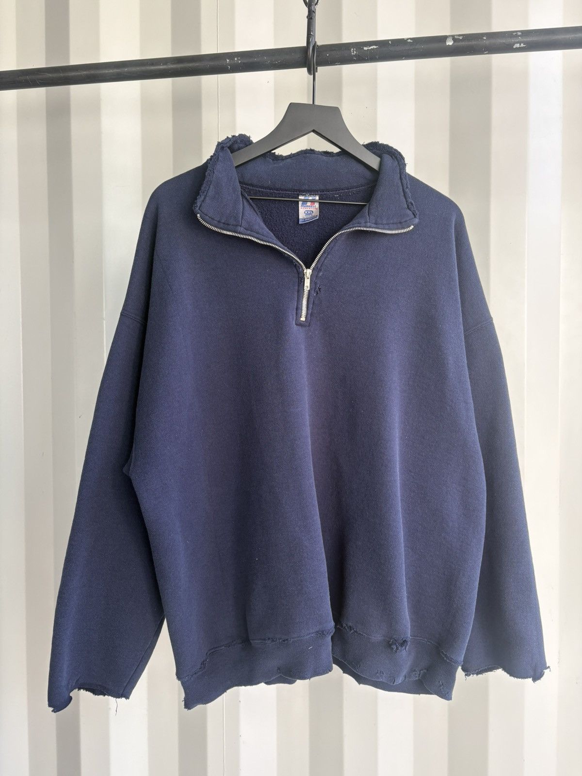 Vintage Thrashed 1/4 Zip Distressed Faded Sweater Grunge Boxy Size US XXL / EU 58 / 5 - 5 Thumbnail