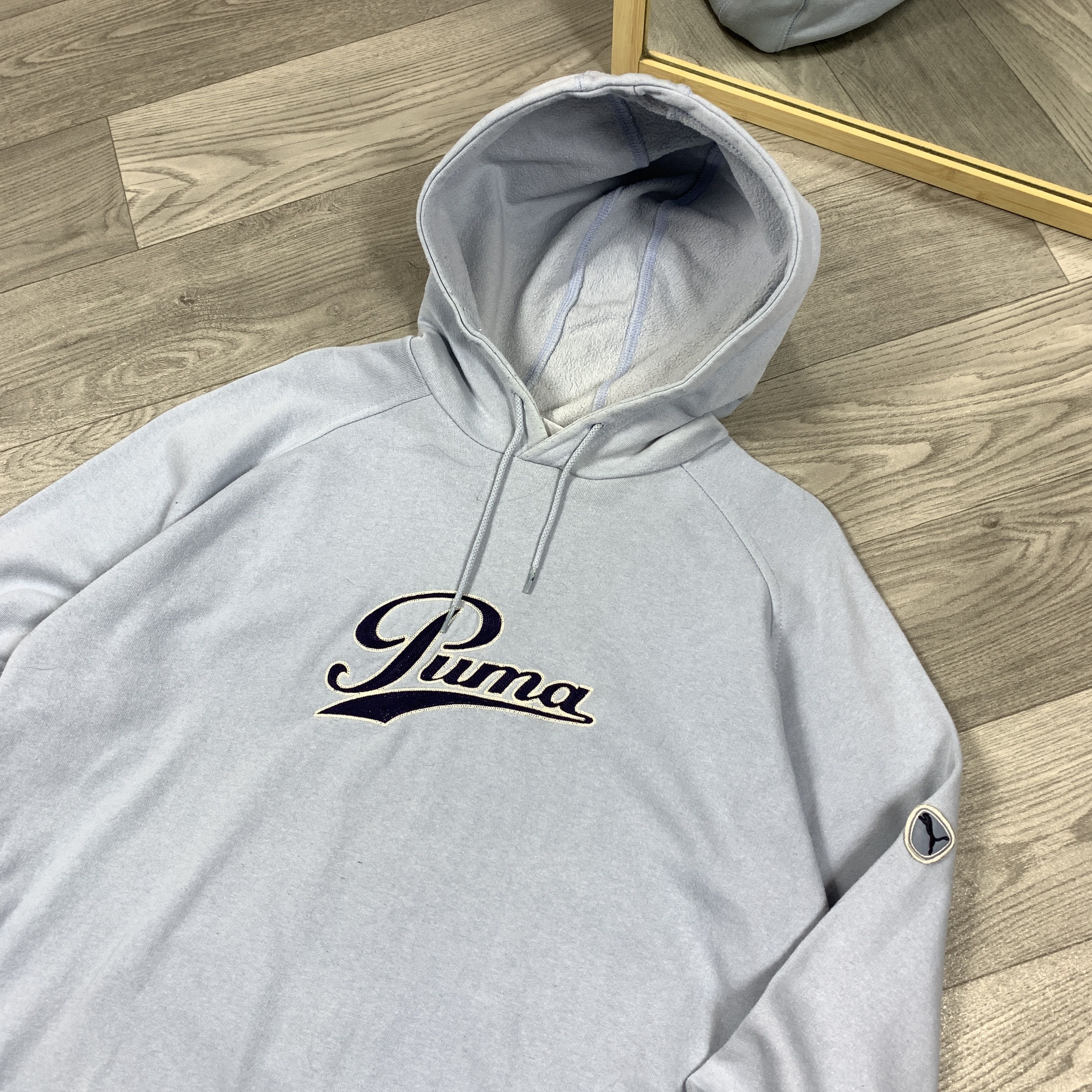 Puma Vintage Puma 90s Baby Blue Embroidered Hoodie Sweat L Size US L / EU 52-54 / 3 - 4 Thumbnail