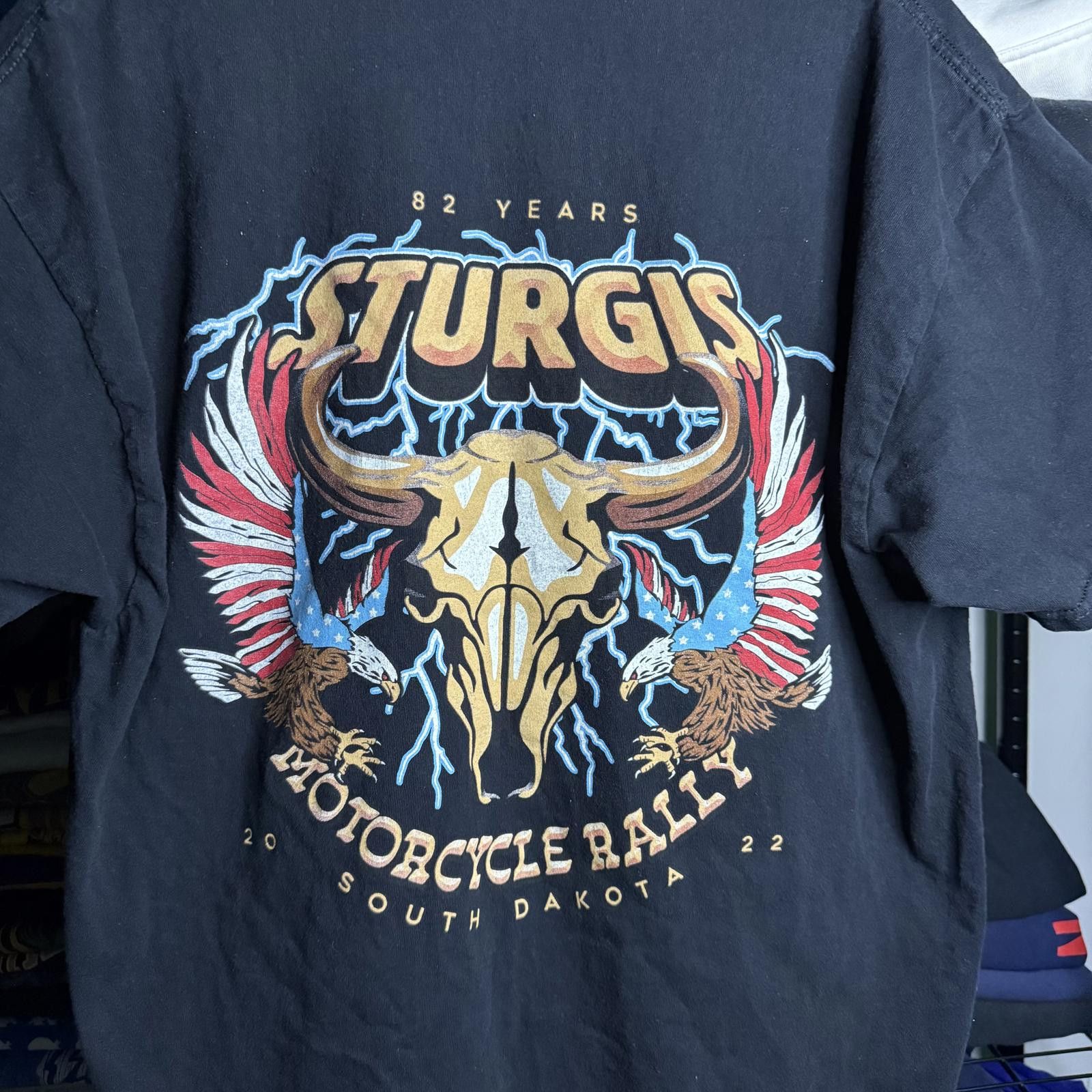 Designer Vintage Lightning Sturgis Moto Rally T-shirt Size US XL / EU 56 / 4 - 2 Thumbnail