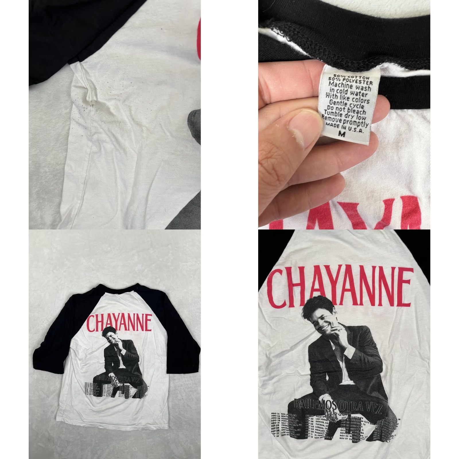Vintage Chayanne Bailemos Otra Vez Tour 2023 T-Shirt White M 3/4 Sleeve Mens Size US M / EU 48-50 / 2 - 8 Thumbnail