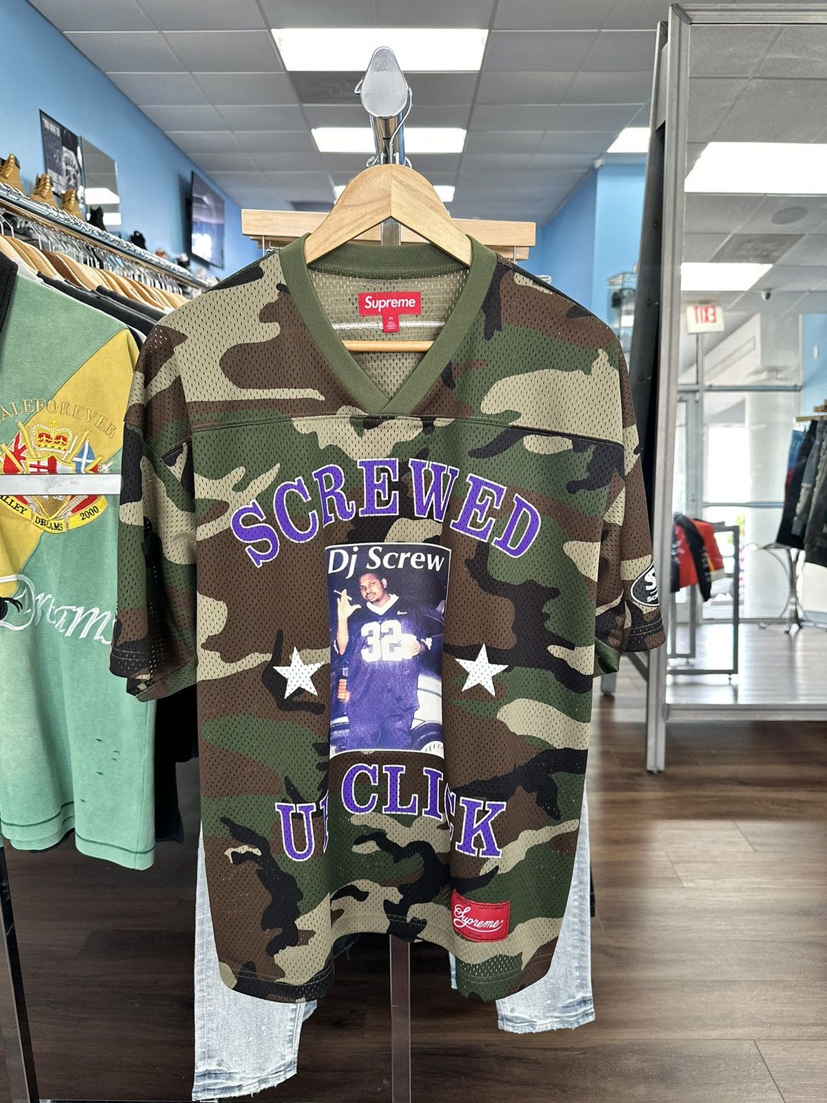 Supreme DJ Screw Football Jersey Woodland Camo