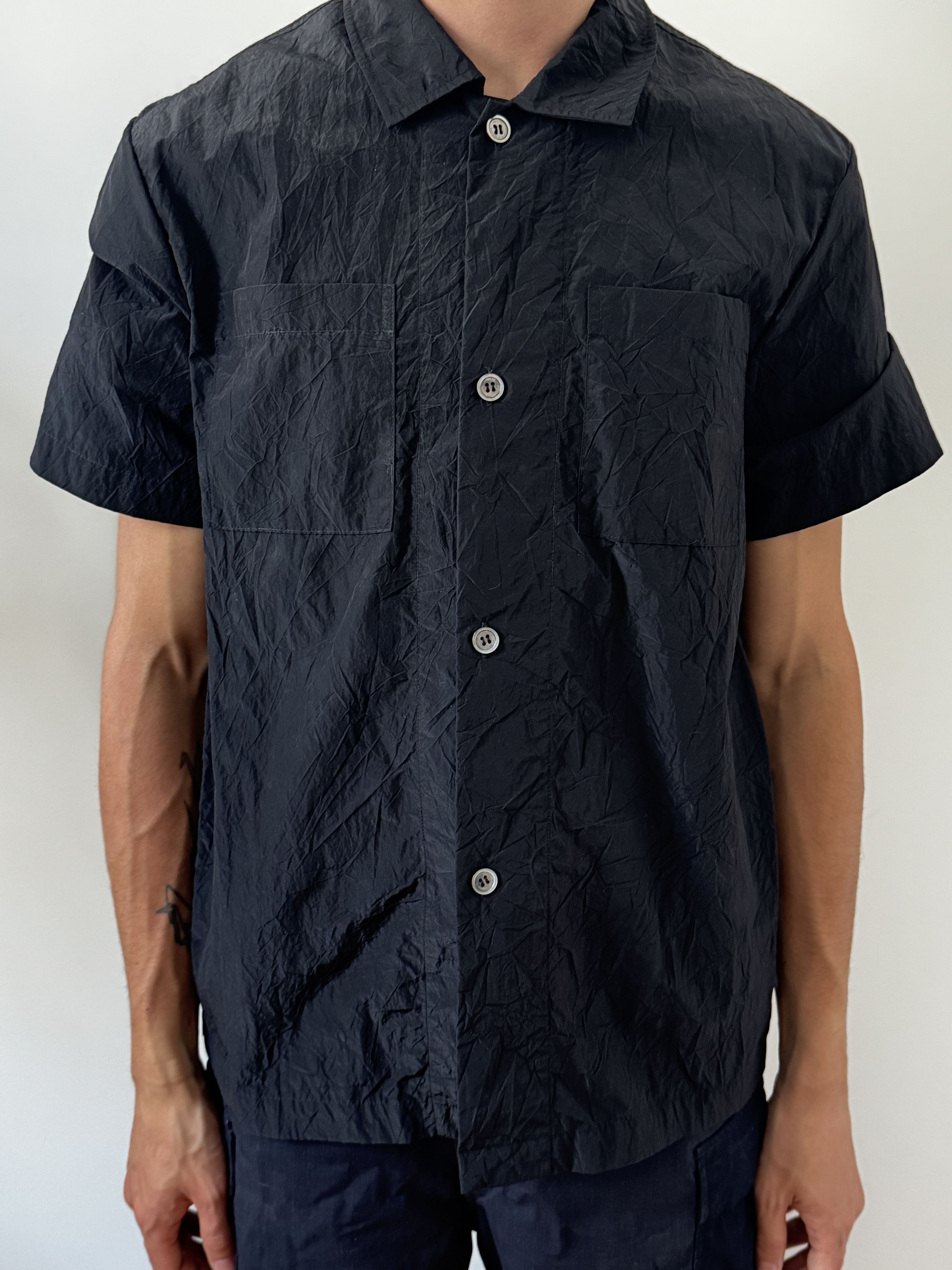 Totokaelo Archive Totokaelo Archive Black Crinkle Japanese Nylon Shirt Size US S / EU 44-46 / 1 - 2 Thumbnail