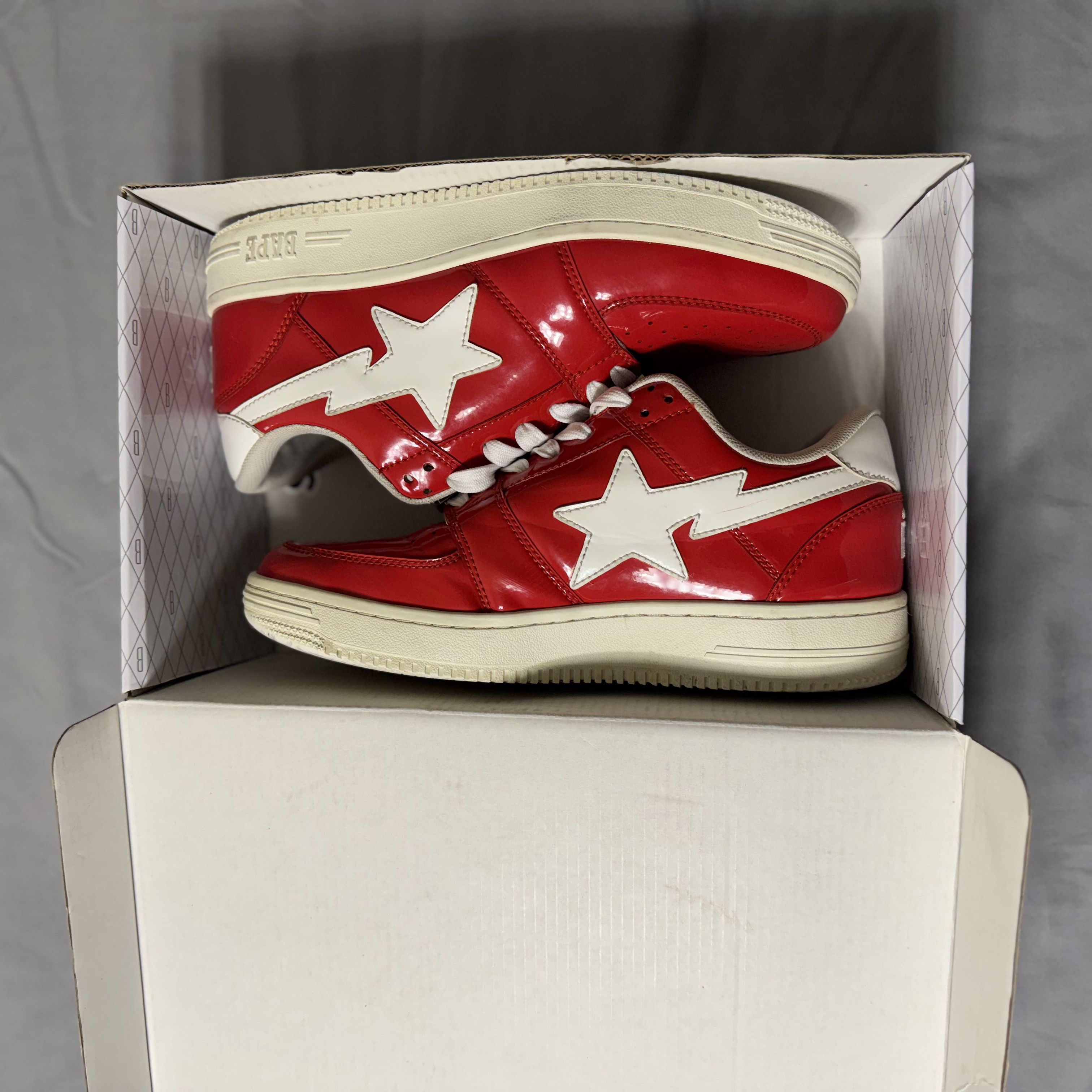 Bape A Bathing Ape Bape Sta Low Red Patent Size US 8 / EU 41 - 7 Thumbnail
