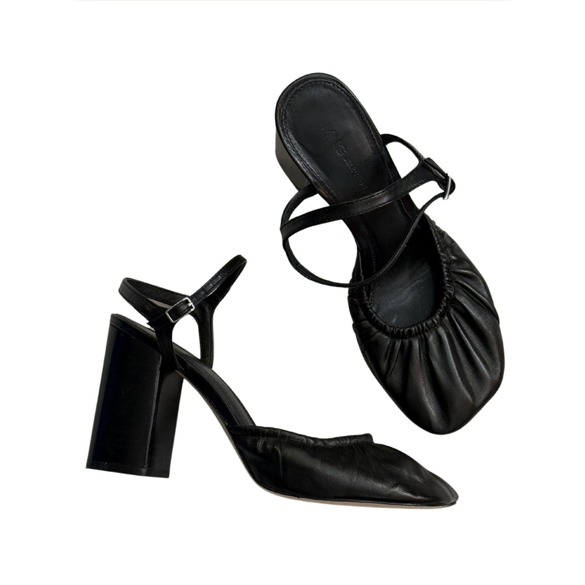 Mango Mango MNG Selection Leather High Heel Black EUC $220 Sz 39 Size US 9 / IT 39 - 2 Thumbnail