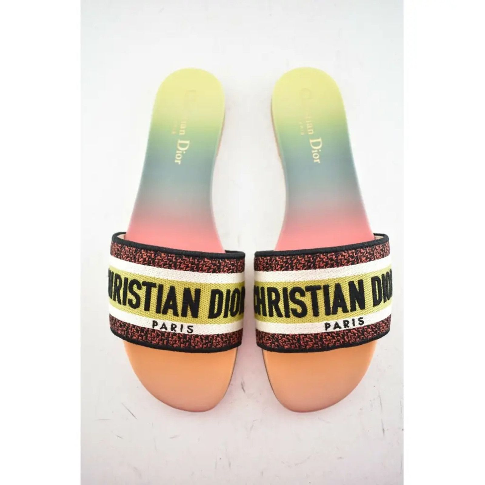 Dior Dway Multicolor Embroidered Logo Slide Flat Sandal 41 Size US 11 / IT 41 - 8 Thumbnail
