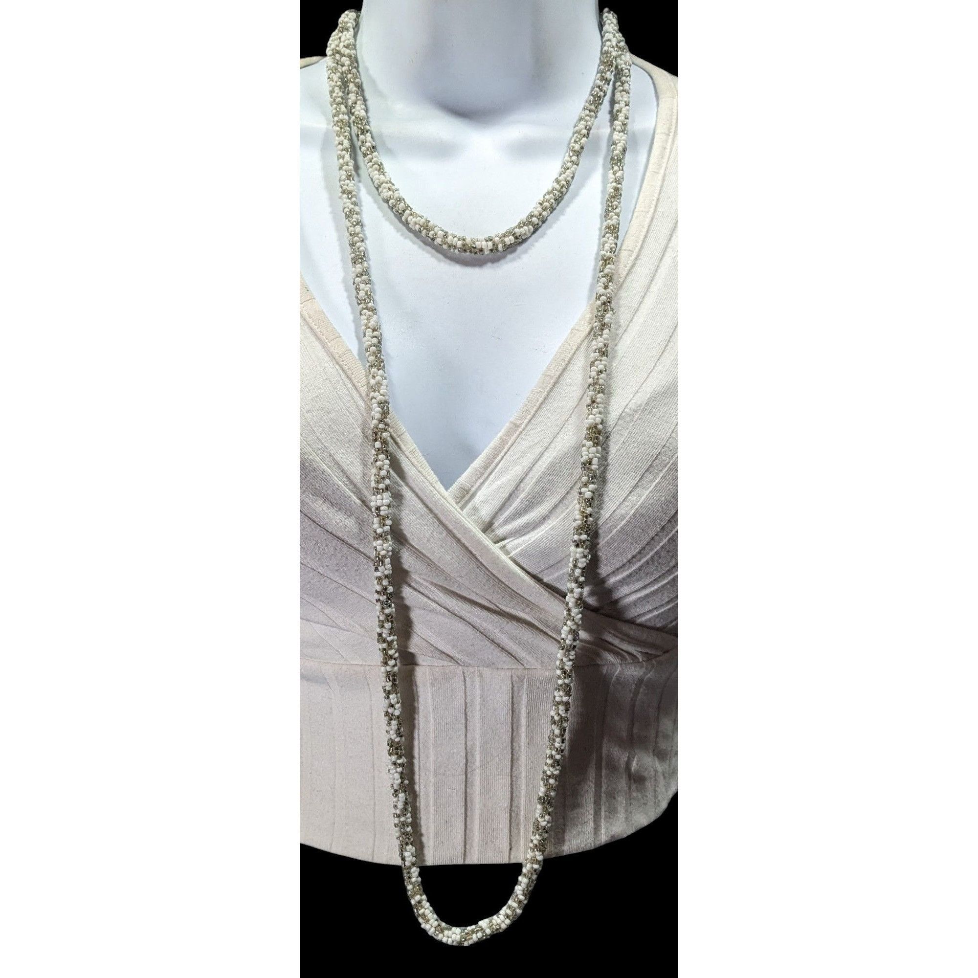 Other Grey And White Glass Beaded Rope Necklace Size ONE SIZE - 6 Thumbnail