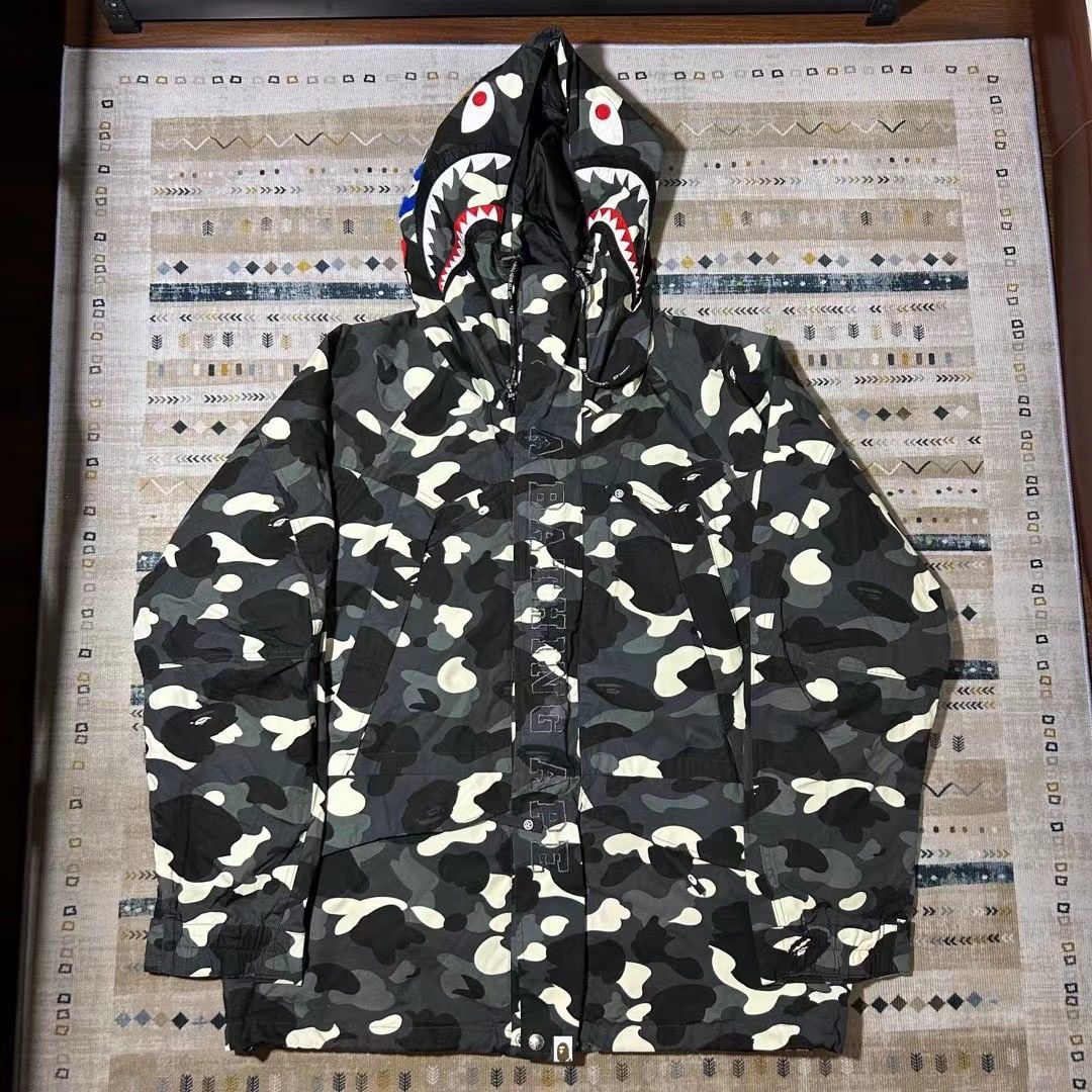 image of Bape City Camo Shark Snowboard Jacket in Black, Men's (Size 2XL)