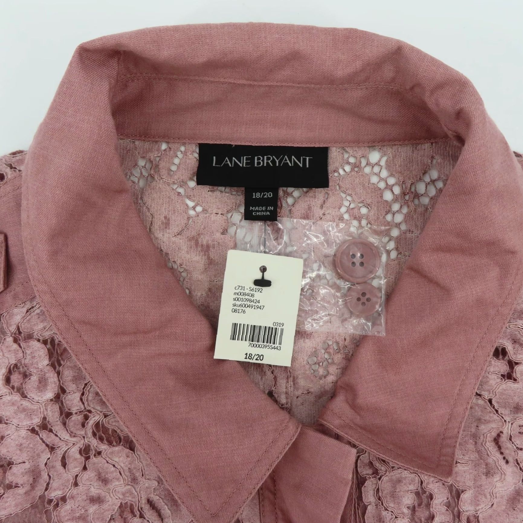 Vintage Lane Bryant Women 18/20 Purple Pink Floral Sheer Lace Long Sleeve Blouse NEW Size XXL / US 16-18 / IT 52-54 - 7 Thumbnail