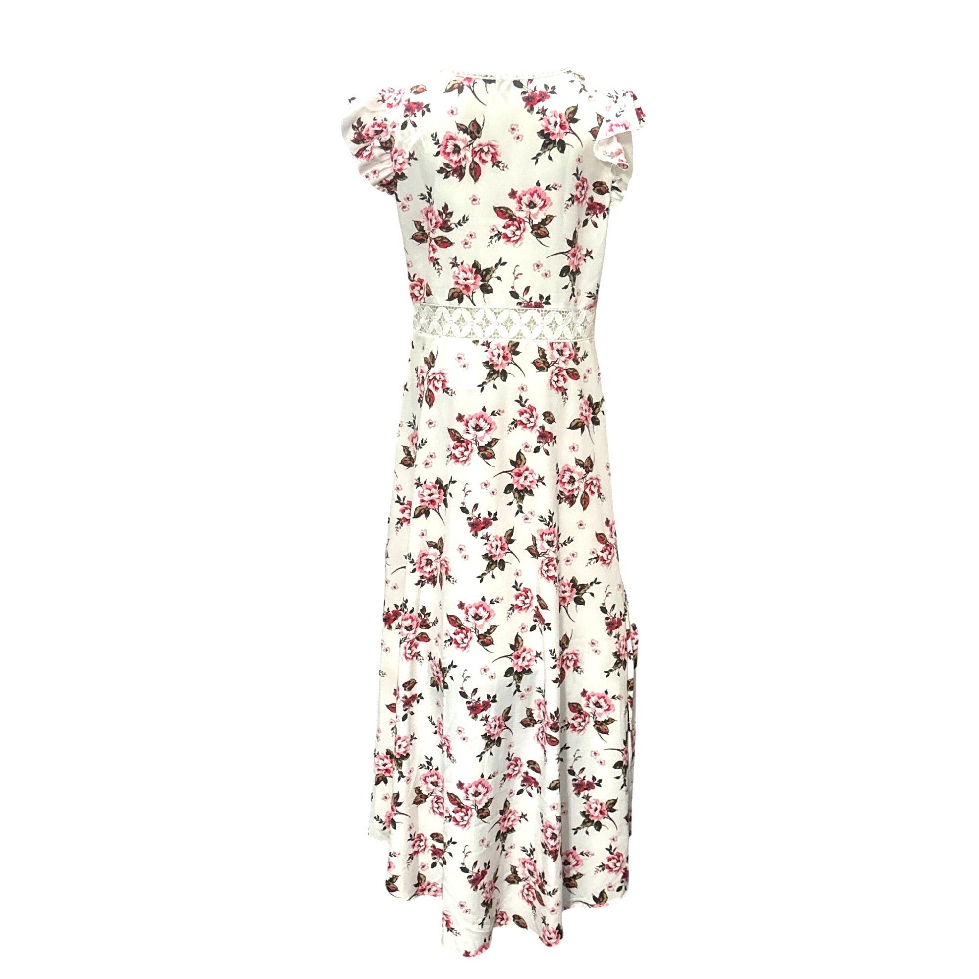 Other Cupshe Size L Ivory Pink Floral Lace Waist High Low Handkerc Size L / US 10 / IT 46 - 4 Thumbnail