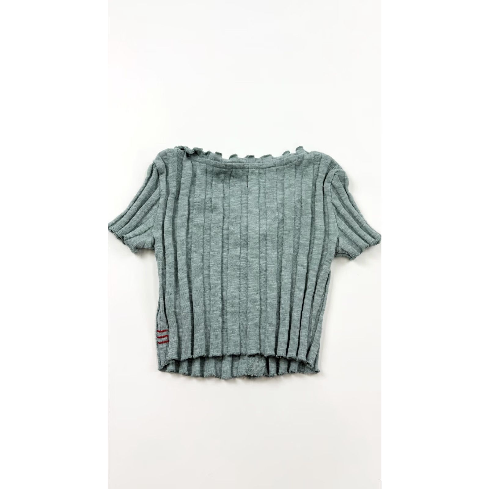 Bdg BDG Shirt Womens XS Cropped Ribbed Knit Button Front Short Sleeve Top Urban Green Cardigan Casual 90s Womens Size XS / US 0-2 / IT 36-38 - 5 Thumbnail