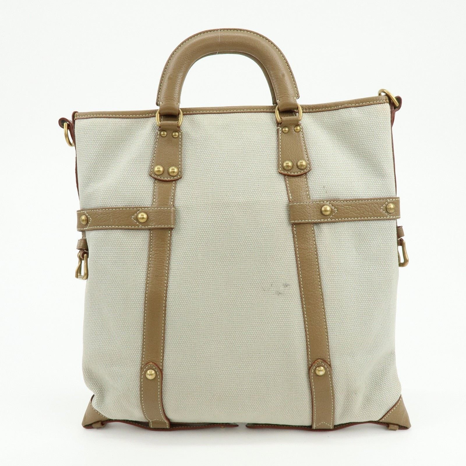 Louis Vuitton Louis Vuitton Antigua Poaplum GM Canvas & Leather Tote White Size ONE SIZE - 2 Thumbnail